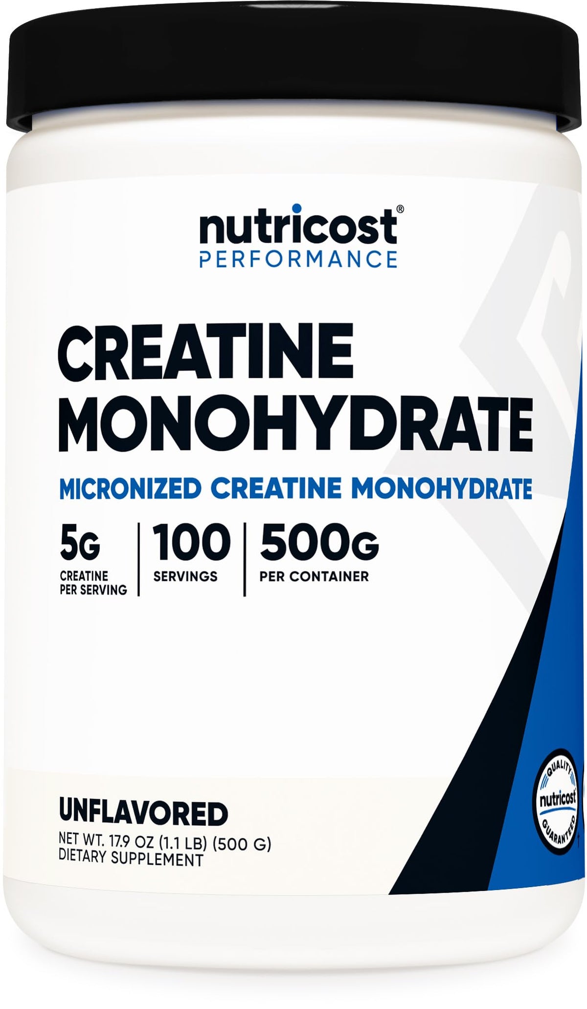 Nutricost كرياتين مونوهيدرات مسحوق دقيق 500 جرام، 5000 مجم لكل جرعة (5 جرام) - 100 جرعة، 17.9 أونصة