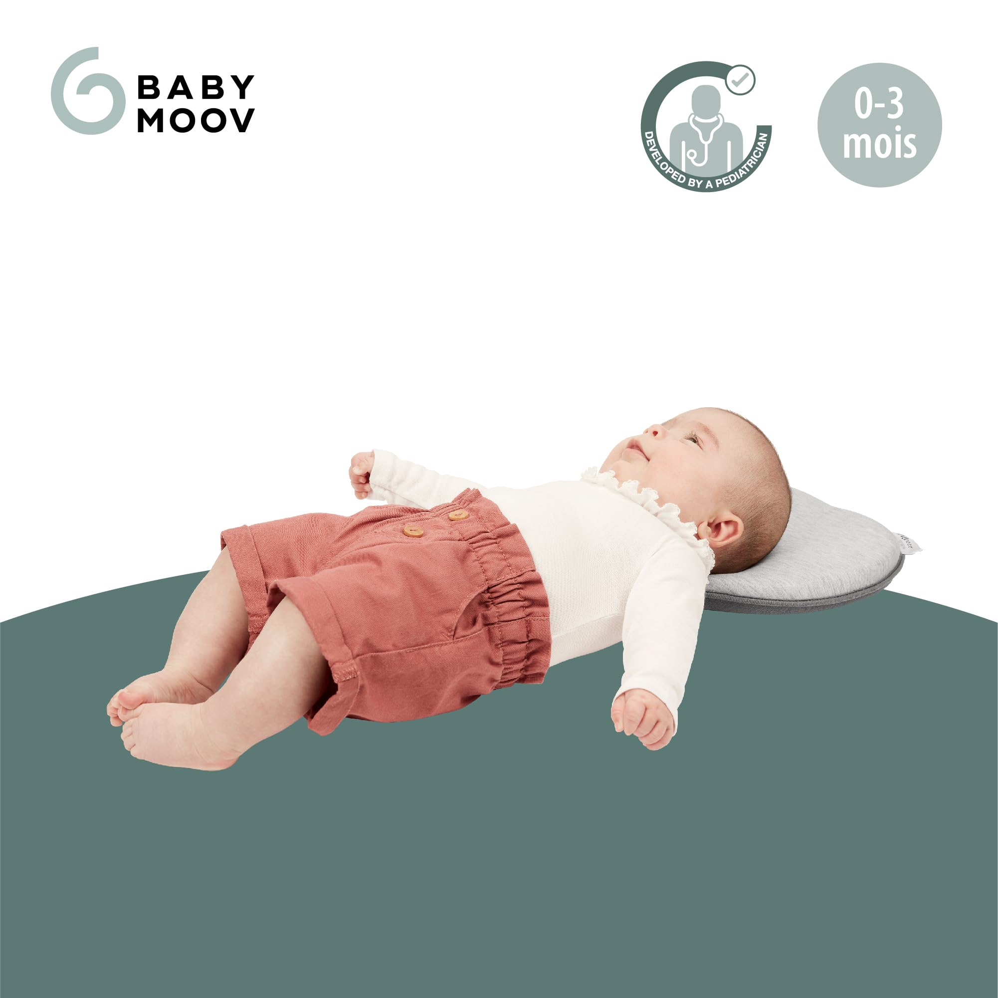 Babymoov Lovenest Organic Baby Infant Cushion, Pediatrician Designed Versatile, Comfortable, Machine-Washable Head and Neck Support (Made in Europe), Baby Registry Must Have