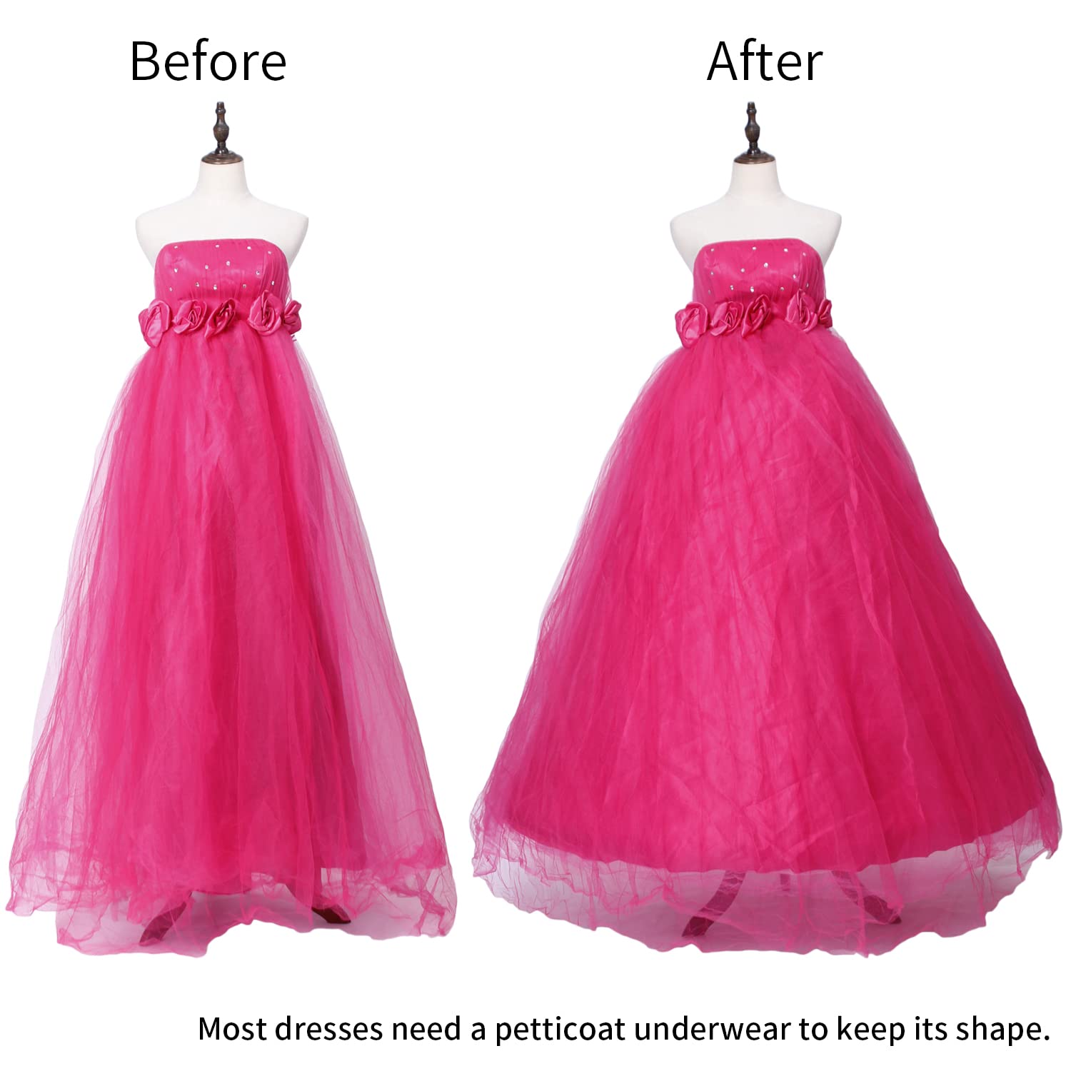 Women Crinoline Petticoat A-line 6 Hoop Skirt Slips Long Underskirt for Wedding Bridal Dress Ball Gown