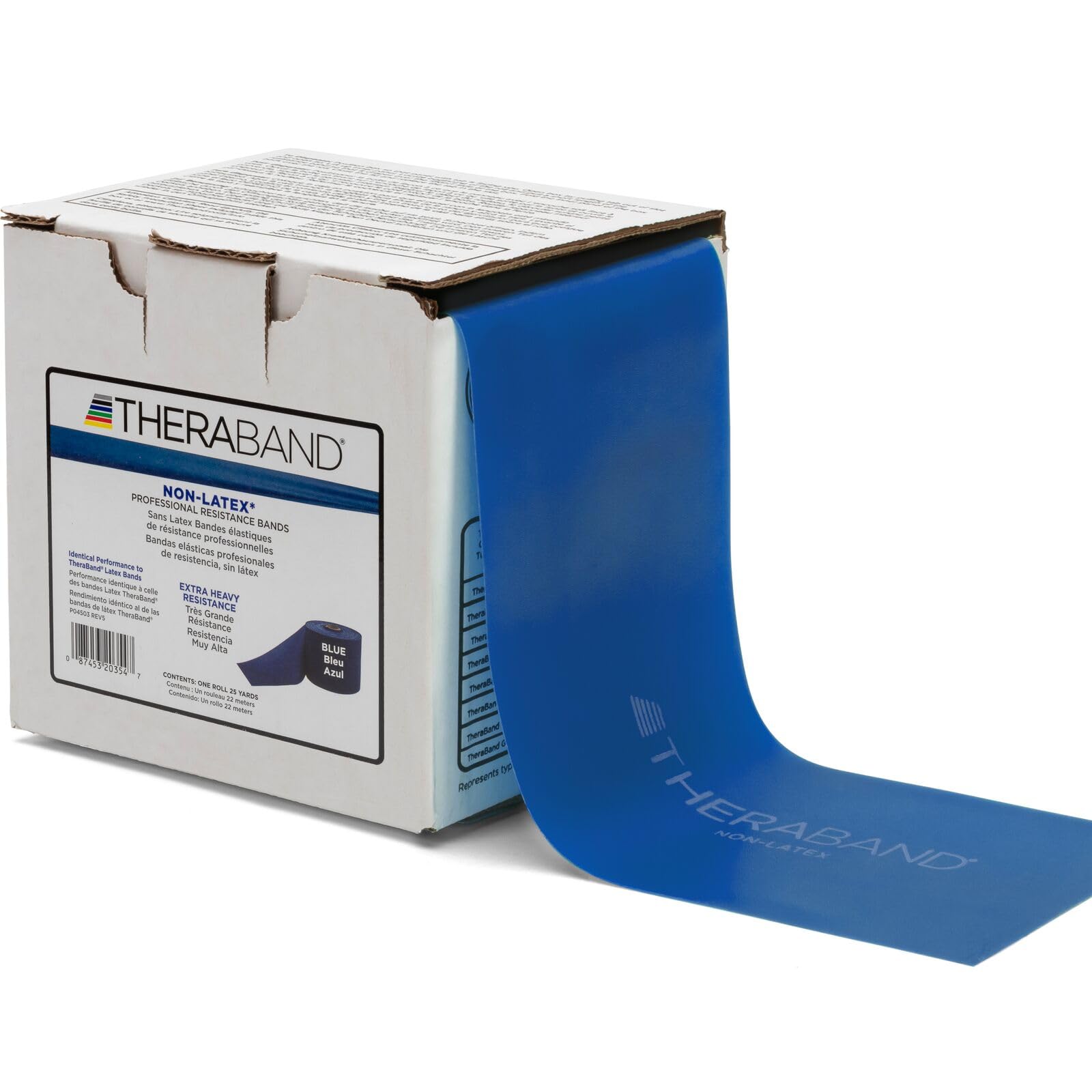 THERABAND Resistance Band 25 Yard Roll, Medium Red Non-Latex Professional Elastic Bands For Upper & Lower Body Exercise Workouts, Physical Therapy, Pilates, & Rehab, Dispenser Box, Level 3