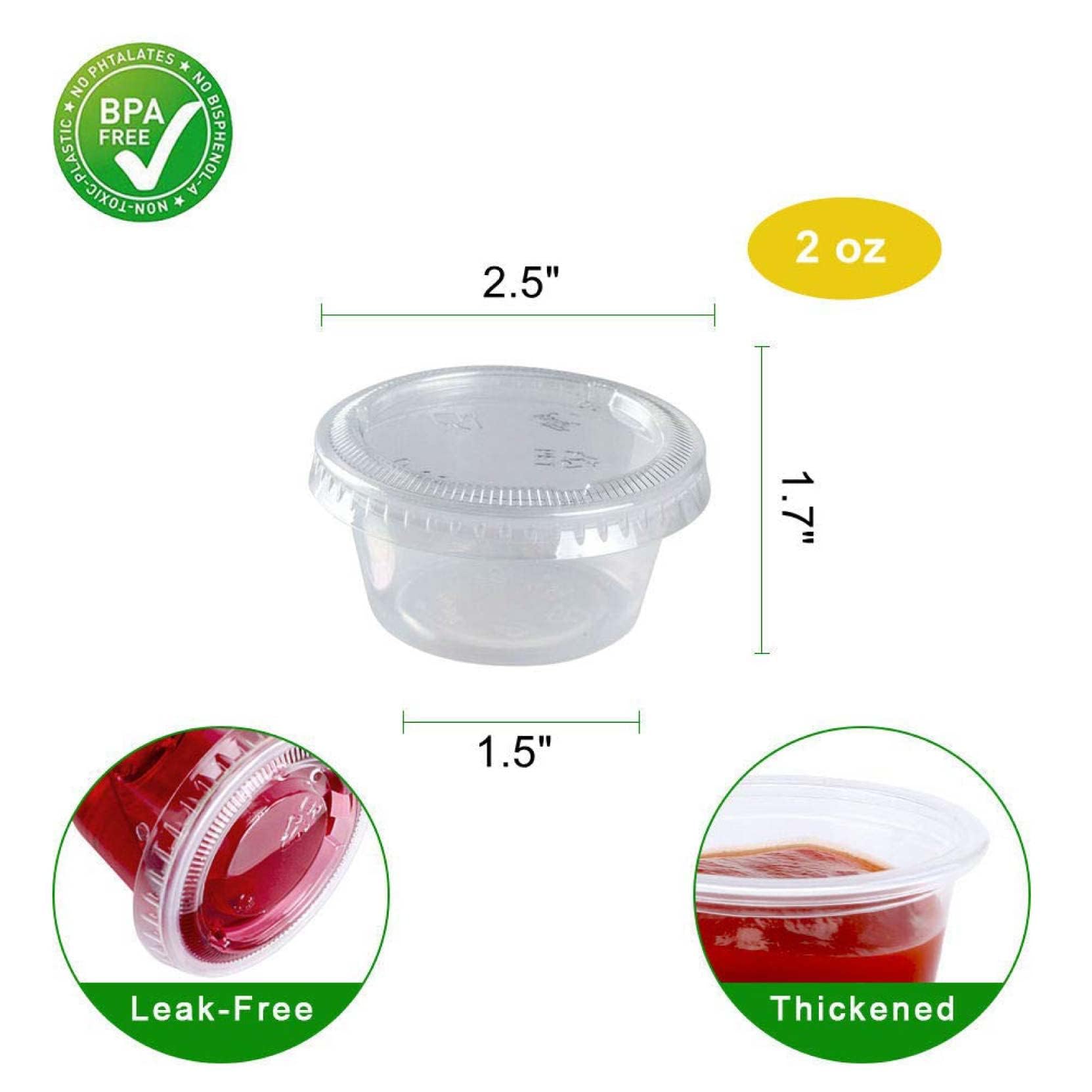 TashiBox 2 oz 100 Sets Disposable Plastic Cups with Lids, Jello Shot Cups Souffle Cups…