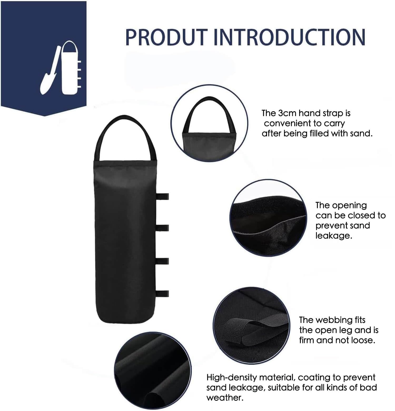 4 (Black) Cylindrical Sand Bags Weights for Canopy Weight Bag Outdoor Advertising Tent Sunshade Fixed Windproof sandbag Bag Weight Bags for Pop up Canopy Tent (Without Sand)