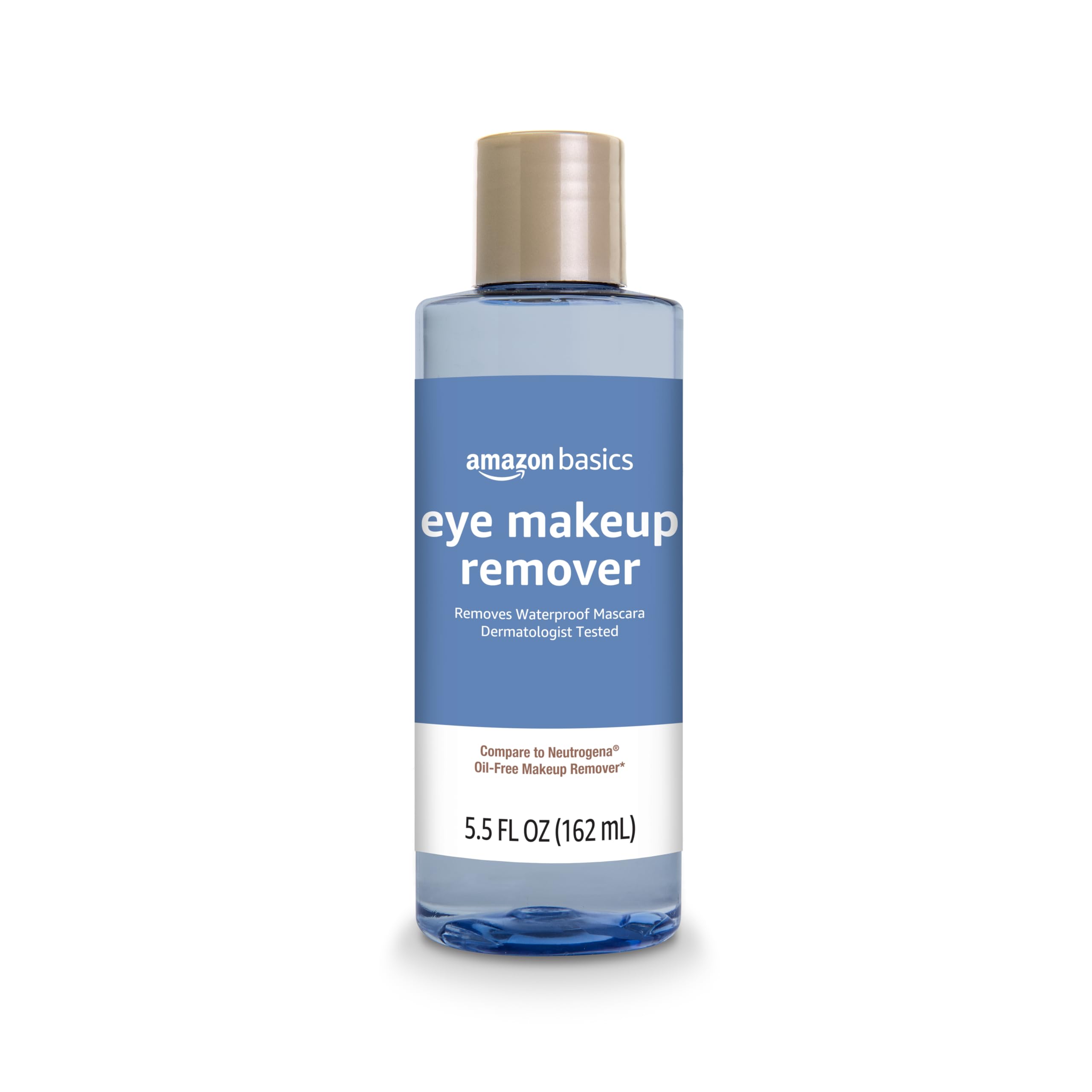 Amazon Brand - Solimo Eye Makeup Remover, Removes Waterproof Mascara, Dermatologist Tested, 5.5 Fluid Ounce