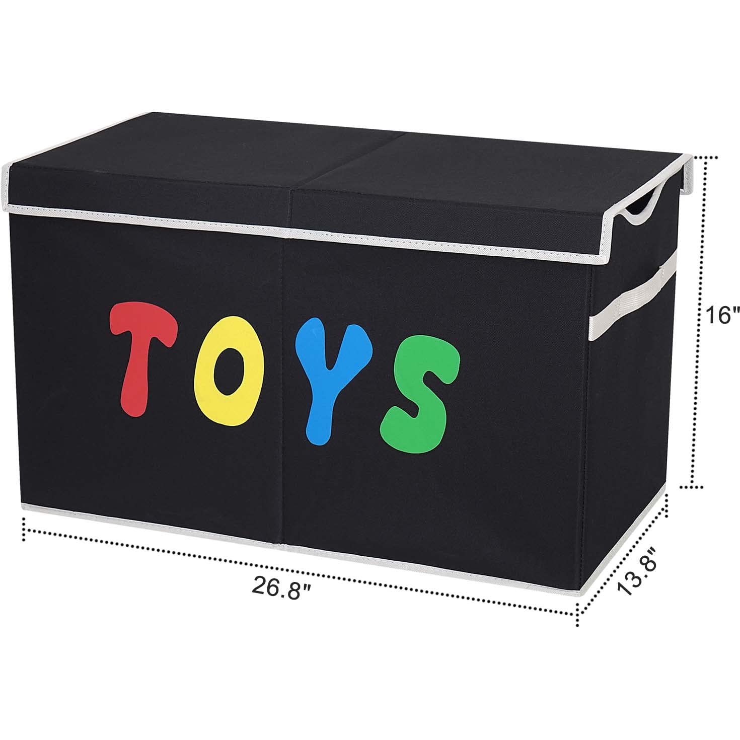 YOLOXO Toy Box Chest, Collapsible Sturdy Storage Bins with Lids, Extra Large Kids Toy Storage Organizer Boxes Bins Baskets for Kids, Boys, Girls, Nursery Room, Playroom, Closet (BLACK)