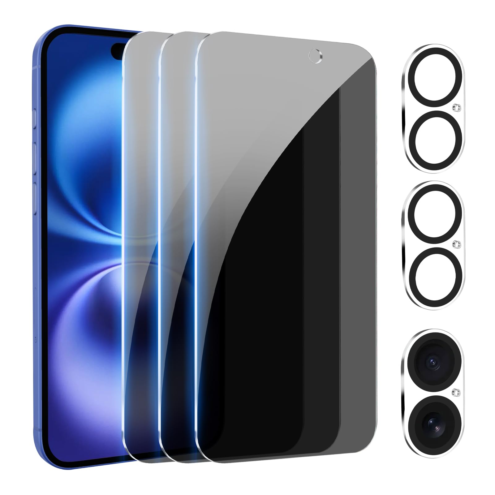 pehael [2+2 Pack iPhone 13 Pro Max Privacy Screen Protector with Camera Lens Protector Full Coverage Anti-Spy Tempered Glass Film 9H Hardness Upgrade Edge Protection Easy Installation Bubble Free