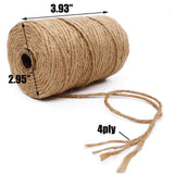 Jute Twine 328 Feet 2.5mm 4Ply Heavy Duty Brown Jute Rope String for Home Gardening Plant Picture Hanger Industrial Packing Mason Jars Wedding Decorations Crafts