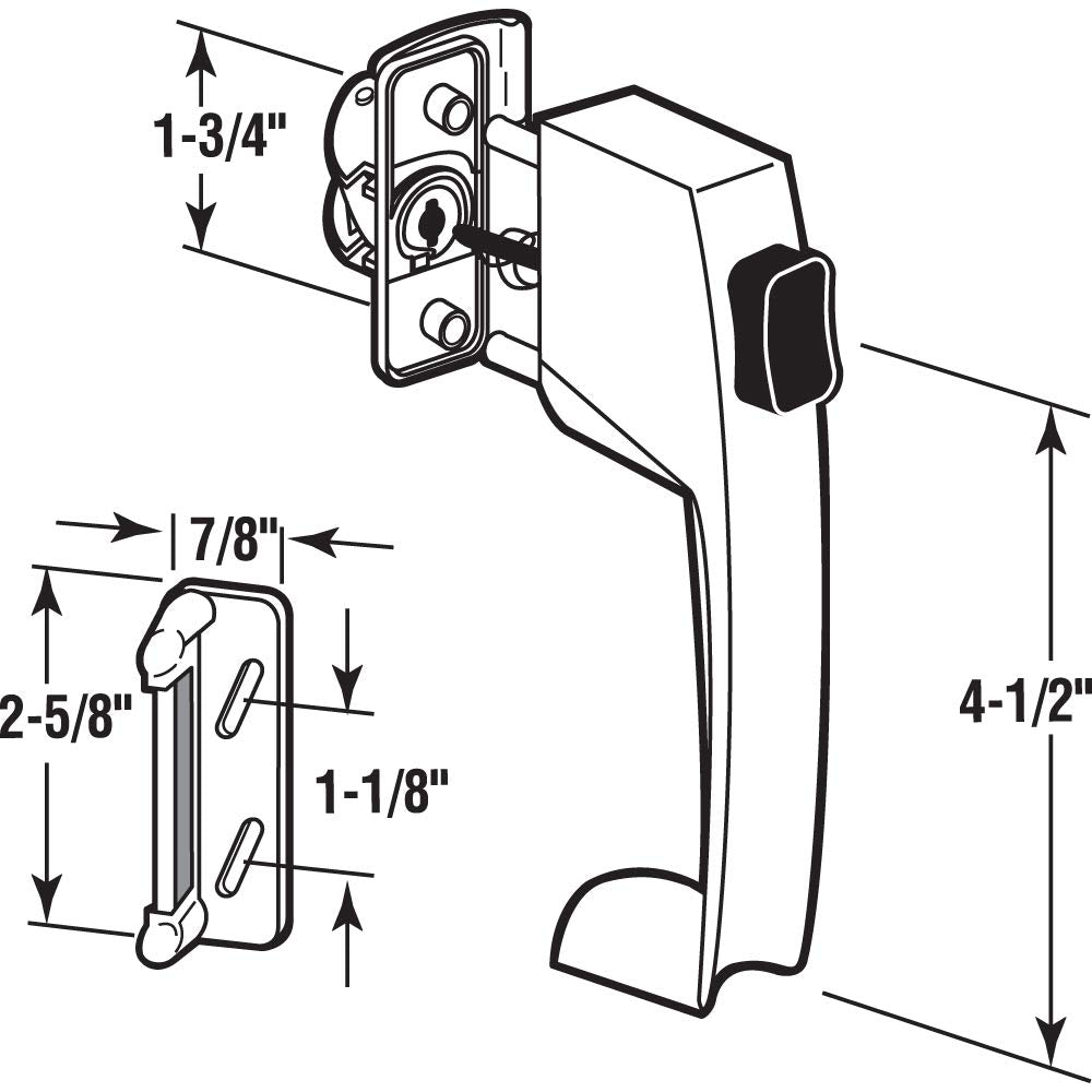 Prime-Line K 5071 Push Button Latch w/ Tie Down, Single Unit, Black – Designed to Accommodate Multiple Surfaces, Complete with Night Lock, Contemporary Design (Single Pack)