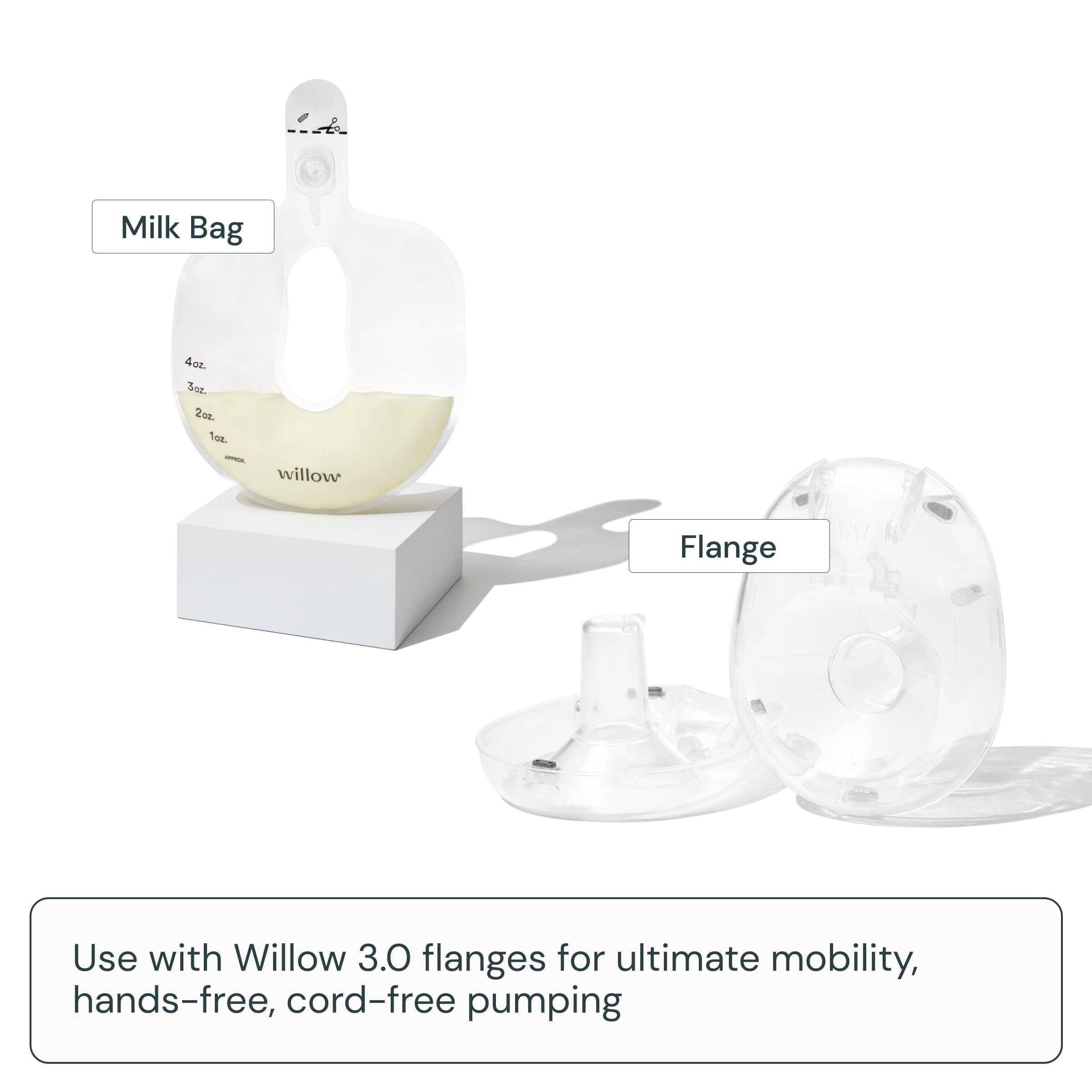 Willow - 360 Pump Spill-Proof Breast Milk Bags - 48 Ct - Holds 4 oz. Per Self-Sealing Storage Bag - Compatible with Willow 360 or 3.0 Wearable Hands Free Breast Pump