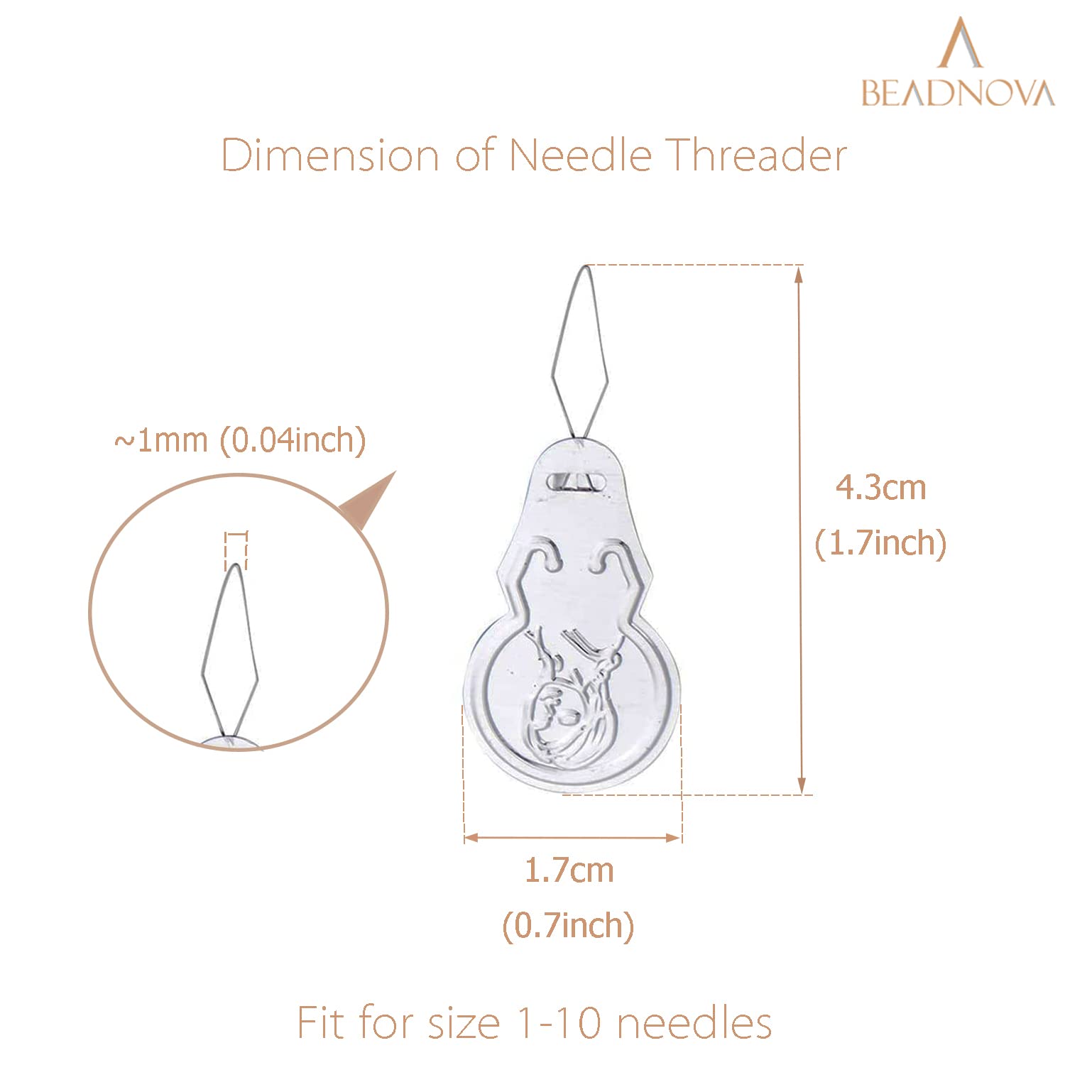 BEADNOVA Embroidery Needle Threader Tool 50pcs Aluminum Sewing Machine Needle Threader for Hand Sewing Cross Stitch Craft Knitting Quilting (50pcs)