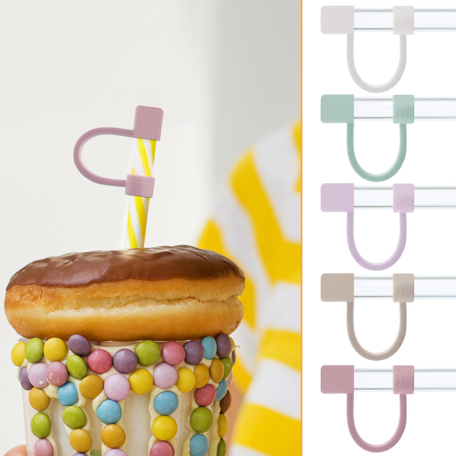 Velaco 5Pcs 0.4in/10mm Diameter Silicone Straw Covers Cap Compatible with Stanley 20 30&40 Oz Cup, Straw Toppers for Stanley 40 Oz Tumbler with Handle, Dust-Proof Straw Caps for Water Bottle