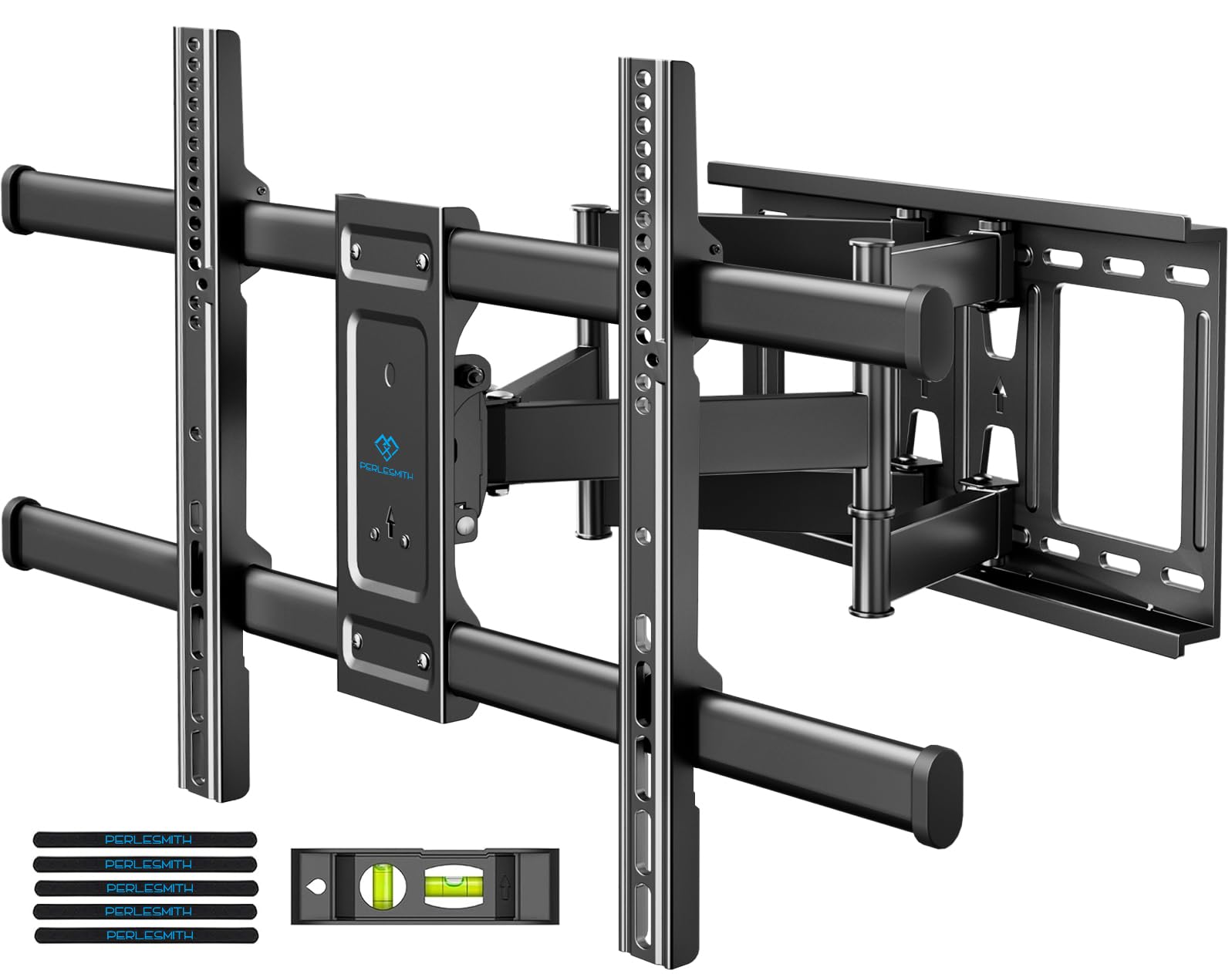PERLESMITH TV Wall Mount Bracket Full Motion Dual Articulating Arm for Most 37-82 Inch LED, LCD, OLED, Flat Curved TVs up to 132lbs VESA 600ÃÂ400 with Tilt, Swivel and Rotation - PSLFK1