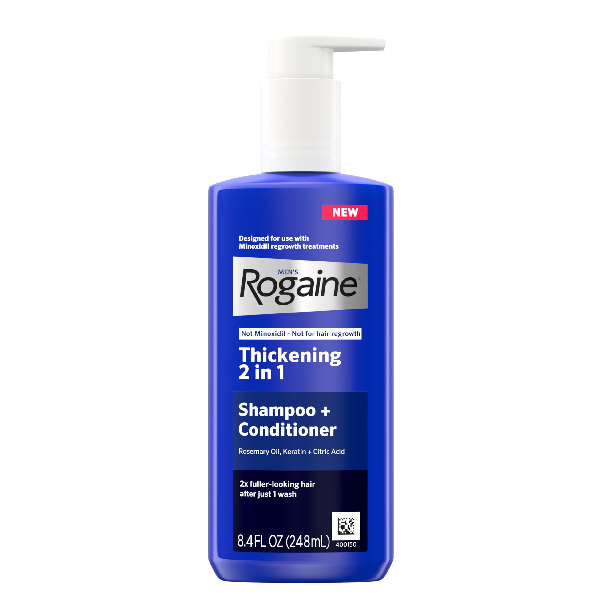 Rogaine Männer Verdickendes 2-in-1 Shampoo + Spülung, Haarverdickendes Shampoo & Spülung mit Rosmarinöl, Keratin & Zitronensäure, Macht das Haar sichtbar dicker, Kein Minoxidil, 250 ml