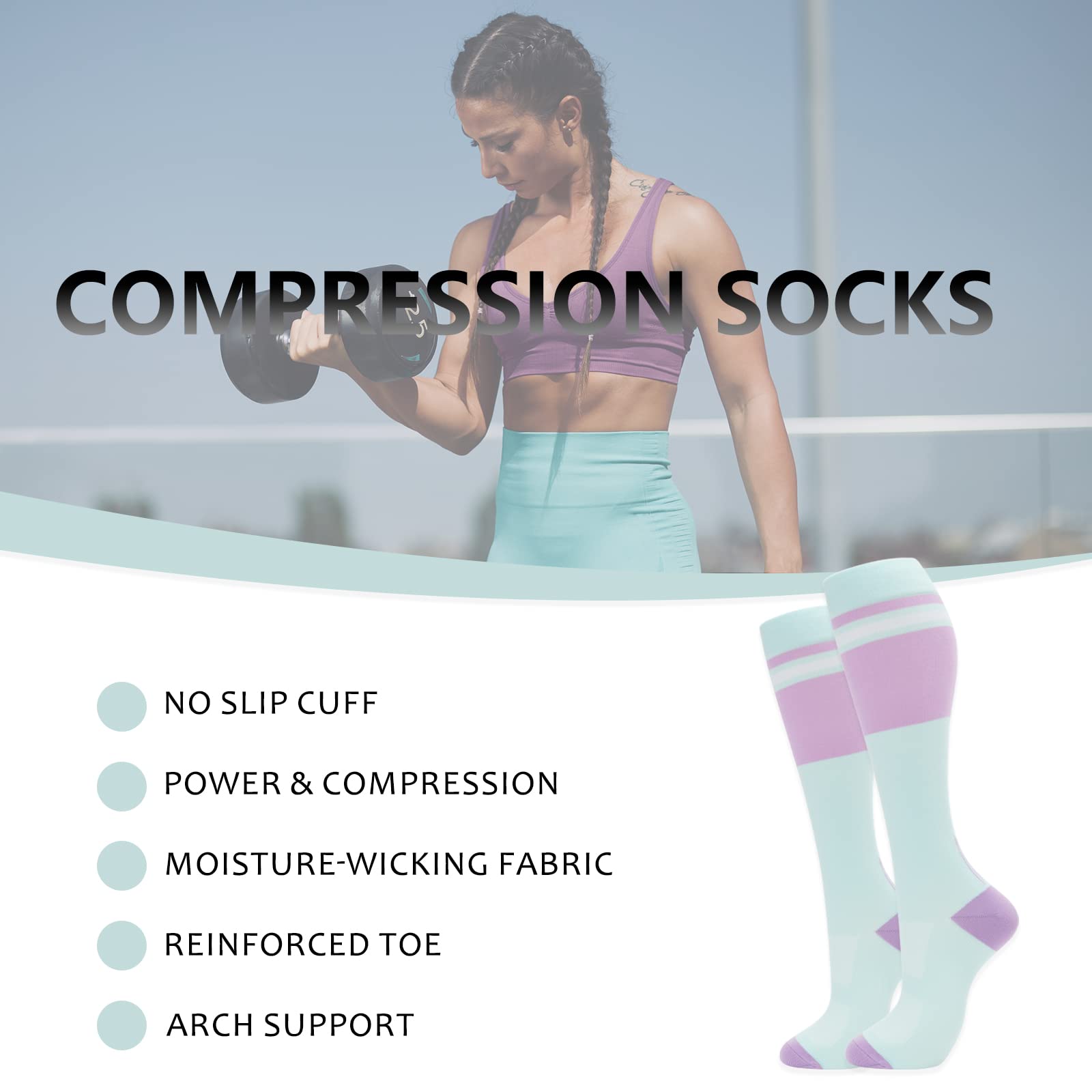 fenglaoda Compression Socks for Women Men 3 Pairs Graduated Compression Support Circulation Socks for Nurses