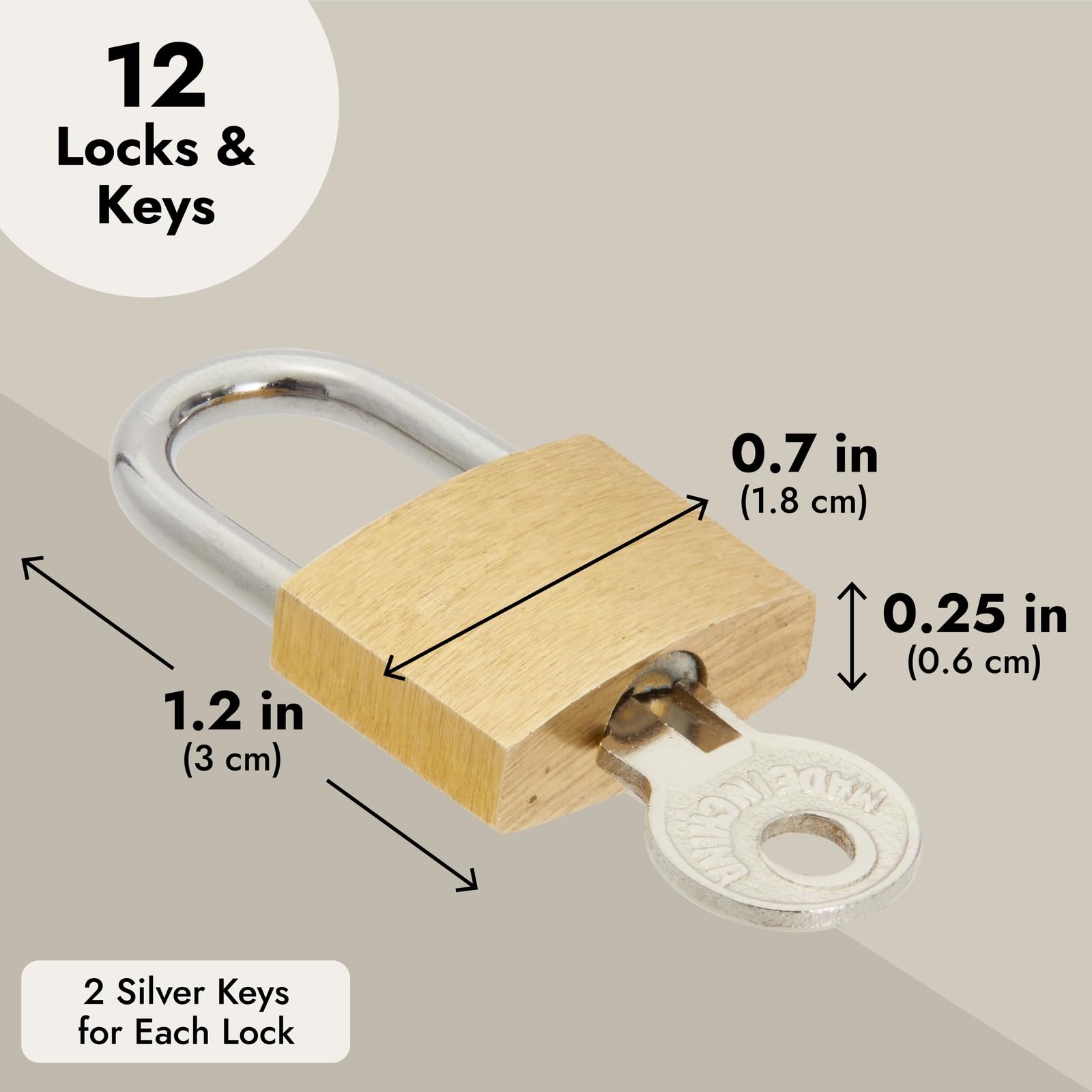 Juvale 12 Pack 1.2-inch Small Luggage Locks with Keys - Mini Padlocks for Locker, Suitcase and Gym