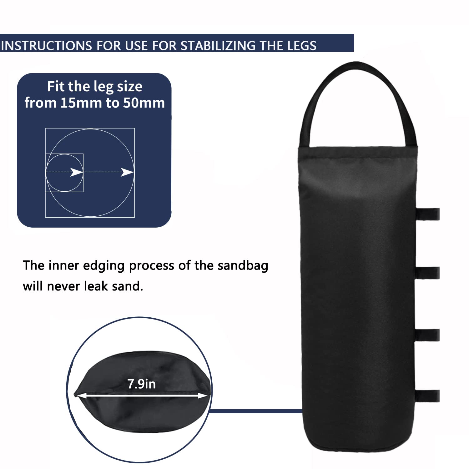 4 (Black) Cylindrical Sand Bags Weights for Canopy Weight Bag Outdoor Advertising Tent Sunshade Fixed Windproof sandbag Bag Weight Bags for Pop up Canopy Tent (Without Sand)