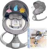 Nova Baby Swing for Newborns - Electric Motorized Infant Swing, Bluetooth Music, 10 Preset Melodies, Remote (2024 Model) - Jool Baby (Gray)