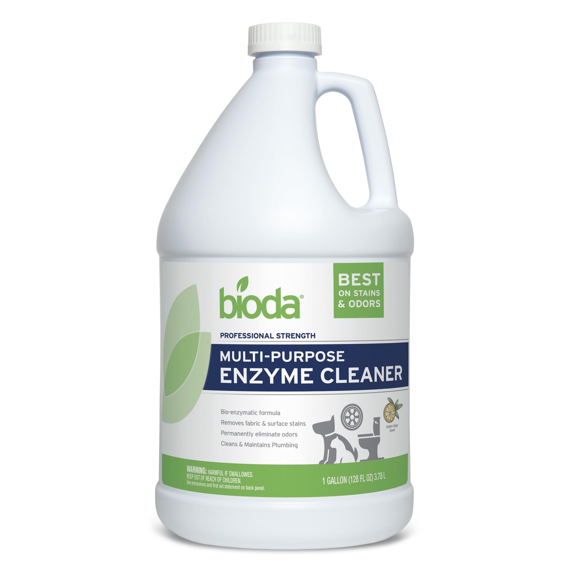 Bioda Multi-Purpose Probiotic Enzyme Cleaner and Deodorizer | Professional Strength | Trash Can Deodorizer, Pet Stains and Odors, Drains, Floors, Bathrooms, Toilets | Made in USA | 1 Gallon