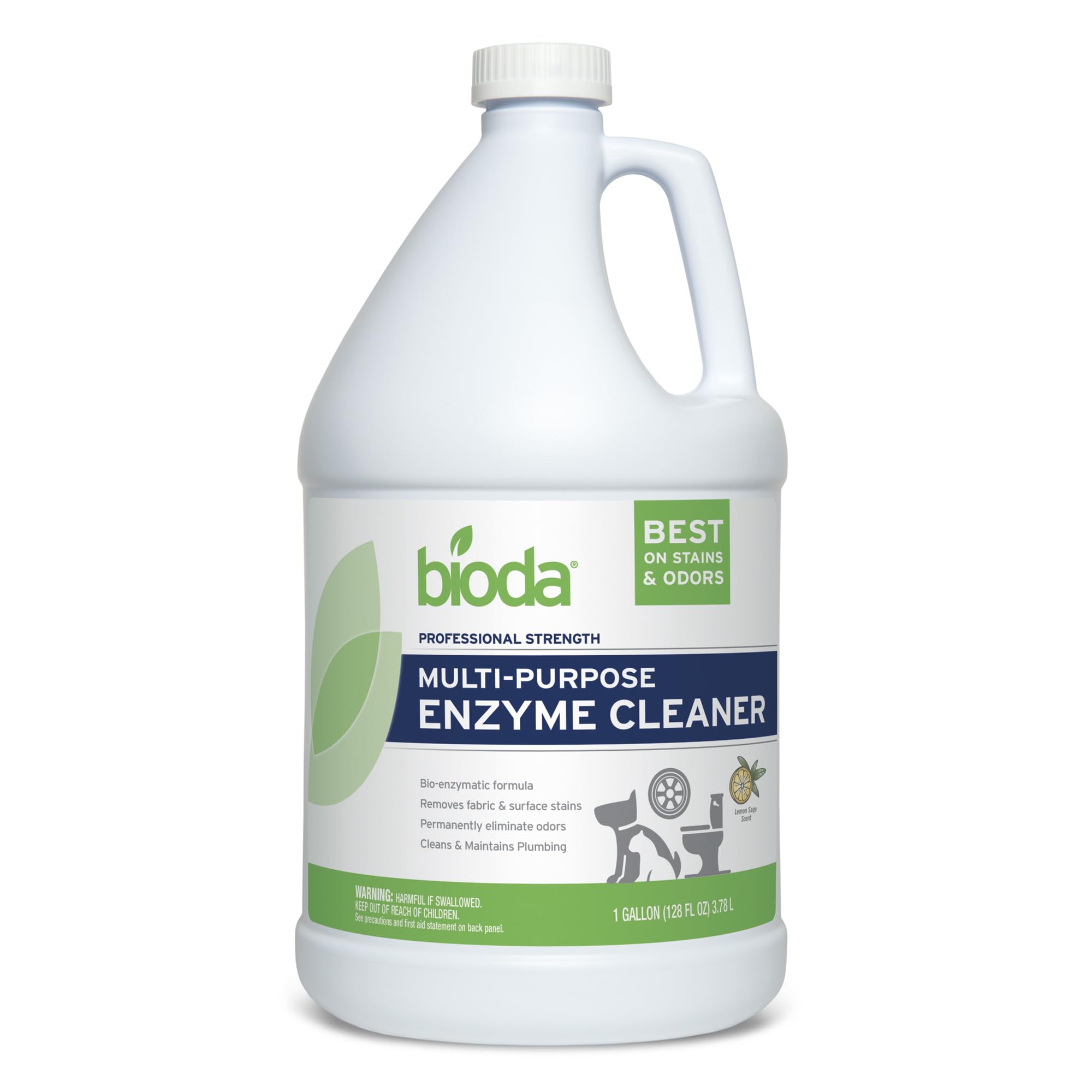 Bioda Multi-Purpose Probiotic Enzyme Cleaner and Deodorizer | Professional Strength | Trash Can Deodorizer, Pet Stains and Odors, Drains, Floors, Bathrooms, Toilets | Made in USA | 1 Gallon