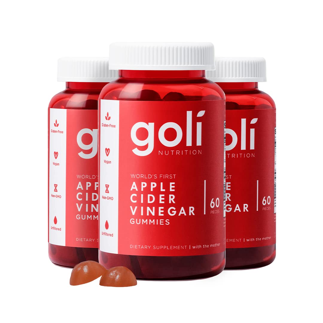 Goli Apple Cider Vinegar Gummy Vitamins - 60 Count - Vitamin B12, Gelatin-Free, Gluten-Free, Vegan & Non-GMO