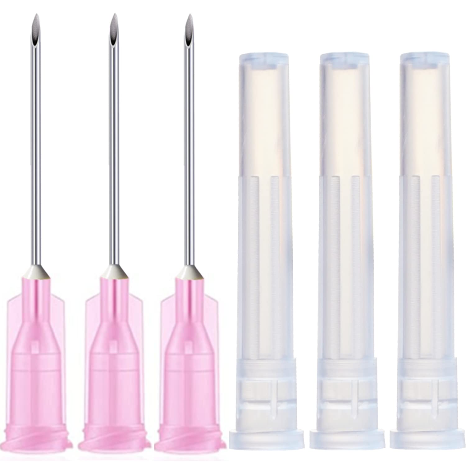 100 Pack 18Ga 1 Inch Sterile Disposable Injection Needle with Cap for Scientific and Industrial Dispensing Needl Accessories