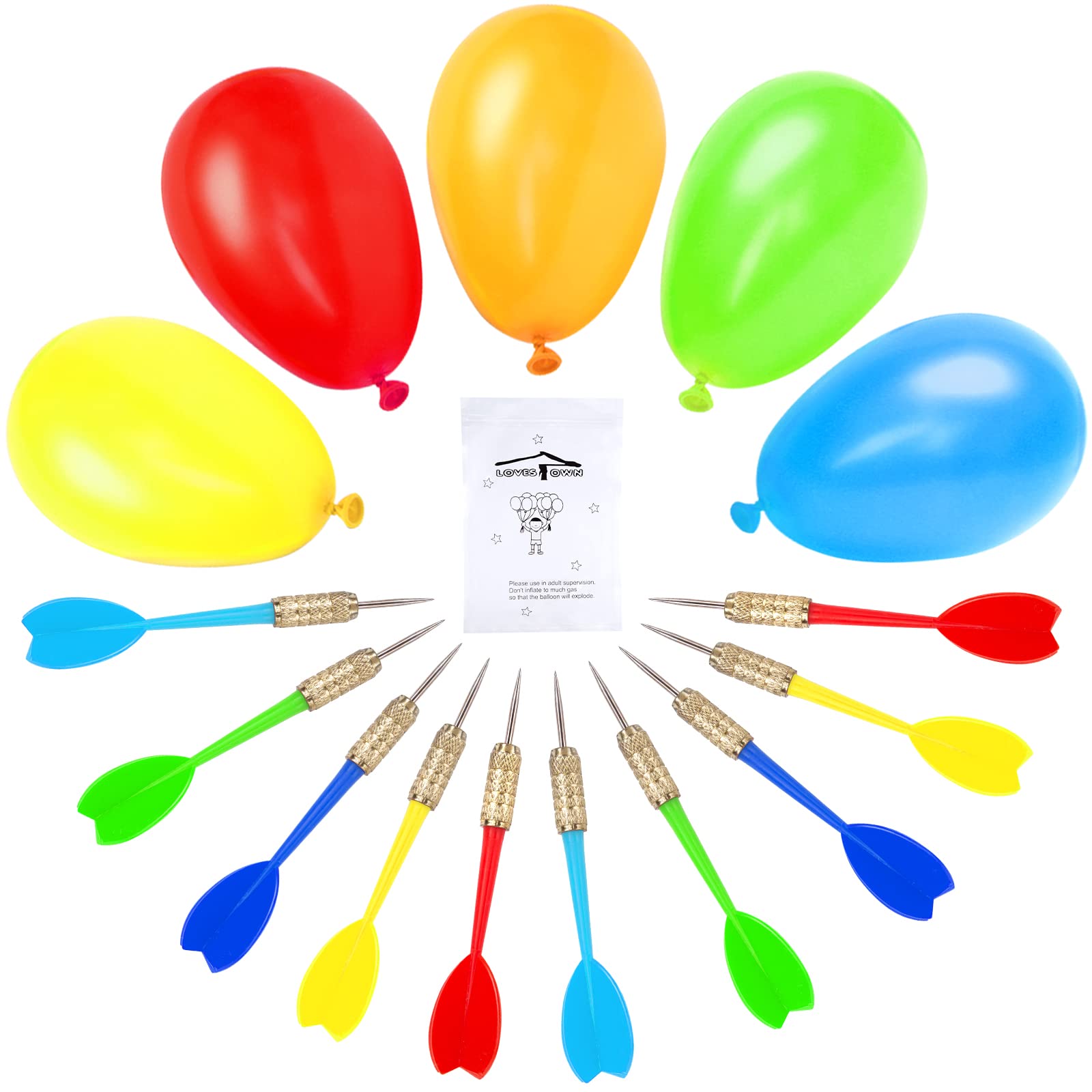 LovesTown Carnival Games Darts, 500Pcs Circus Decorations, Christmas Balloons, Water Balloons with 10Pcs Darts for Carnival Party Supplies