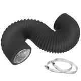 TEAIERXY 4 Inch 8 Feet Dryer Vent Hose,Flexible Insulated Air Ducting,Vent Hose PVC Aluminum Foil with 2 Clamps for HVAC Ventilation(Black)