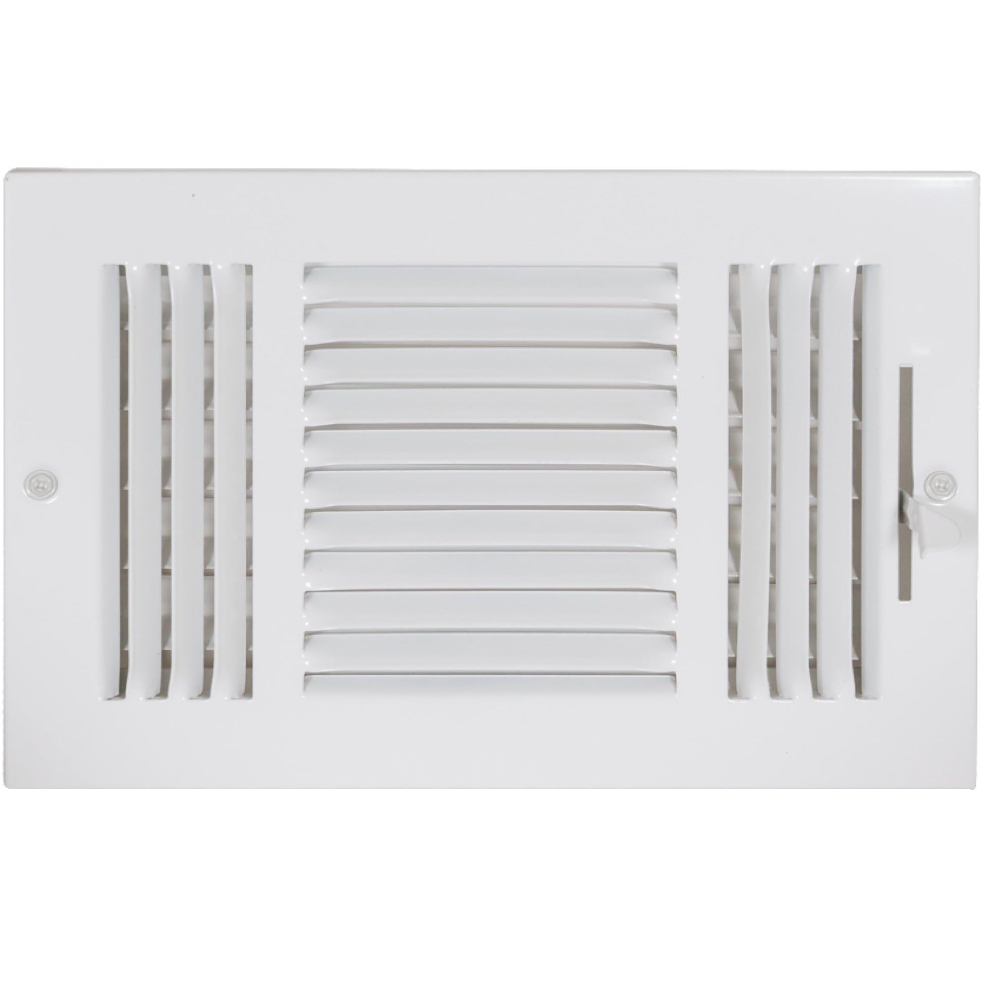 EZ-FLO 10 x 6 Inch (Duct Opening) Air Vent Cover for Wall or Ceiling, Three-Way Ventilation Register, Solid Steel HVAC Register Cover, White, 61614