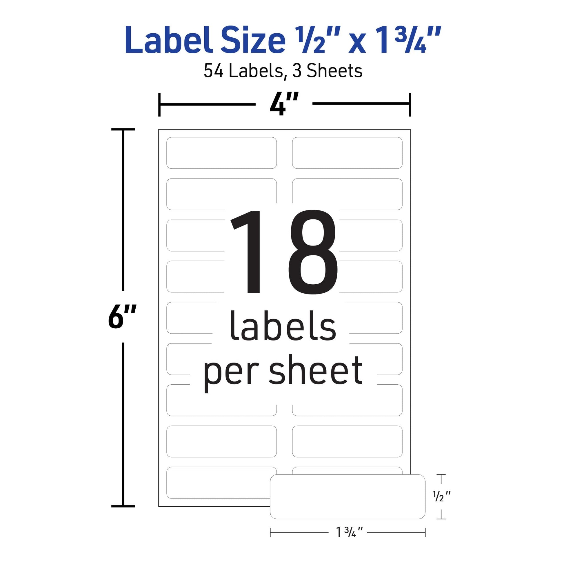 Avery No-Iron Fabric Labels, 1/2" x 1-3/4", Washer and Dryer-Safe Waterproof Labels, Non-Printable, 54 Total (40720)