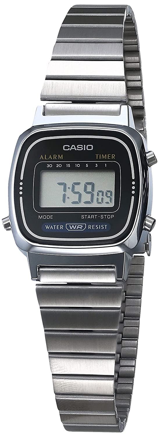 Casio LA670WA Series | Women's Digital Watch | Silver | Retro Design | WR | Daily Alarm | 1/10 SEC Stopwatch | Countdown Timer | Regular Time Keeping (HR, Min, SEC, PM, Date, Day) | 2 Year Battery