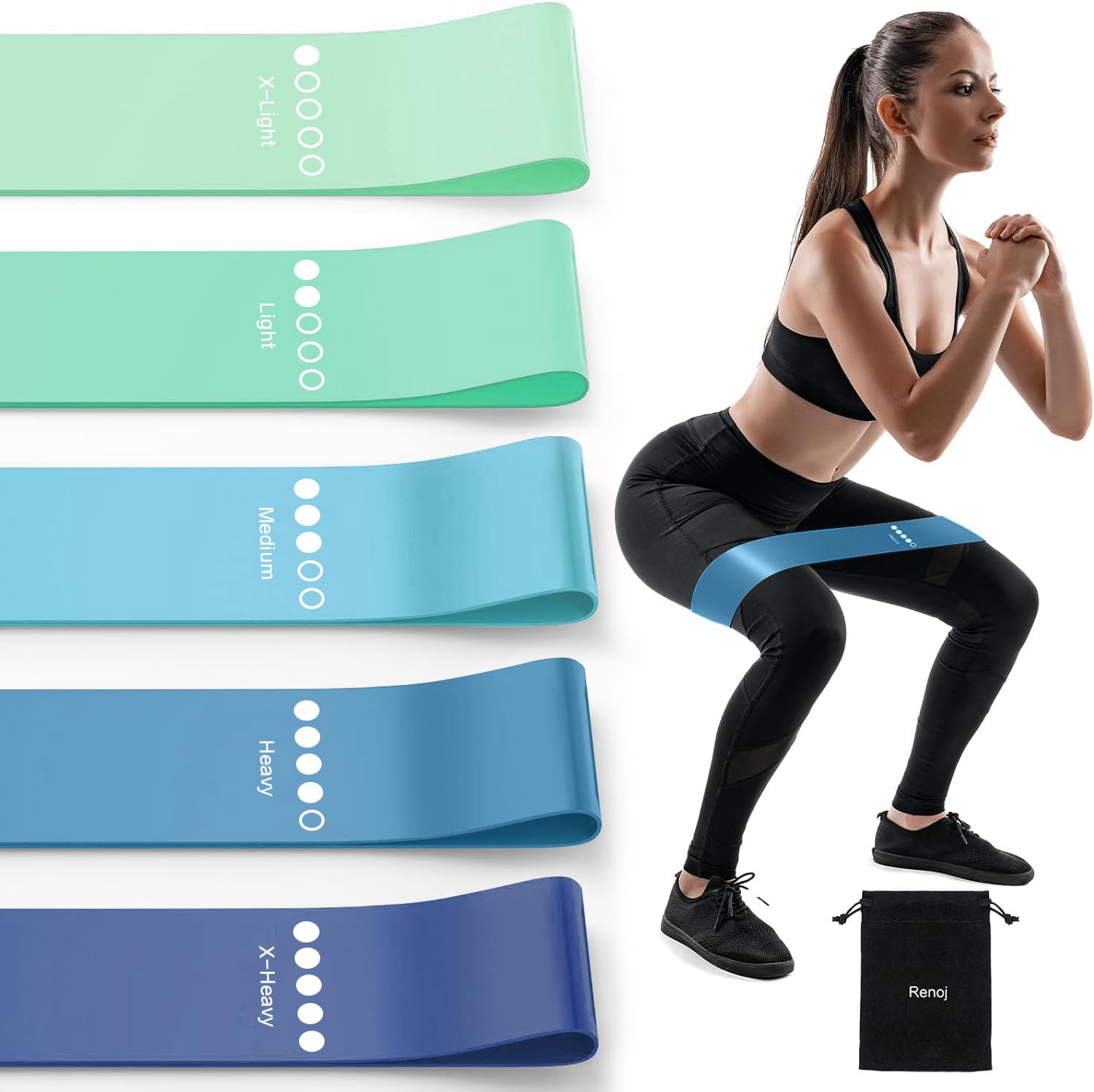 Resistance Bands, Exercise Workout Bands for Women and Men, 5 Set of Stretch Bands for Booty Legs
