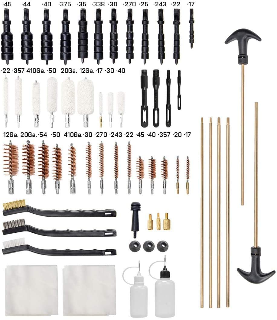 GLORYFIRE Universal Gun Cleaning Kit Hunting Handgun Shot Gun Cleaning Kit with Case Travel Size Portable Metal Brushes