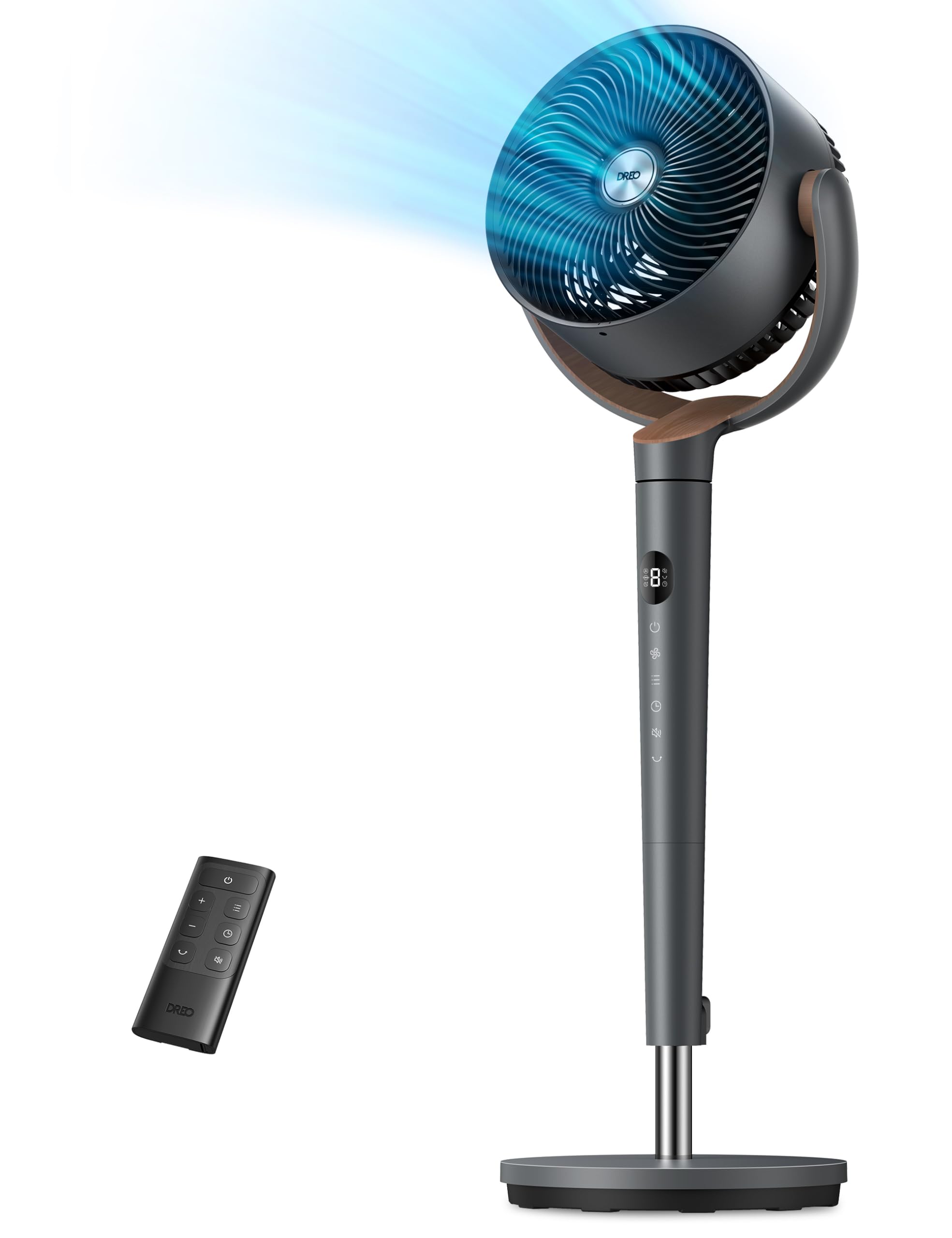 Dreo Fan for Bedroom, 120 degrees Oscillating Standing Fans, Quiet Floor Fan with DC Motor, 100ft Pedestal Fans for Room, 9 Speeds, 4 modes, 20dB, 120 degrees Manual Vertical, 37-42" Adjustable Height, 9H Timer