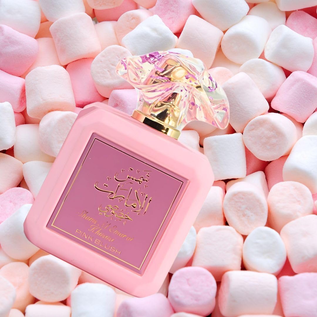 Ard al Zaafaran Pink Blush Shams Al Emarat Khususi, Marshmallow Blush Perfume For Women, Eau de Parfum - 100 ML (3.4 OZ) Romantic & Sweet Arabian Perfume - A Captivating Scent wrapped in Pink Bottle