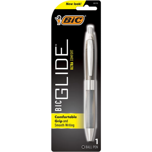 BIC Glide Ultra Comfort Retractable Ballpoint Pens, Medium Point (1.0mm), Black, Assorted Barrel Colors, 1-Count Pack