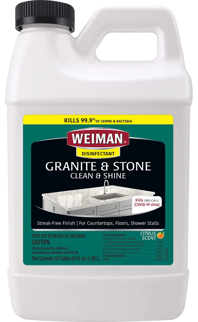 Weiman Disinfecting Granite Daily Clean & Shine Refill, 64 Oz - تنظيف وتطهير وتلميع آمن للجرانيت والرخام والحجر الصابوني والكوارتز والكوارتزيت والأردواز والحجر الجيري والكوريان والأسطح الرقائقية والبلاط