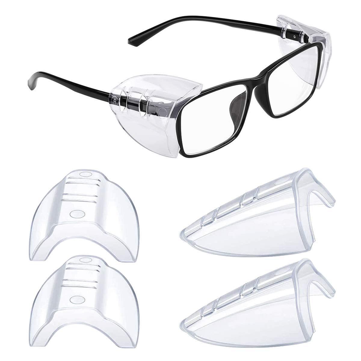 MELASA 2 Pairs Side Shields for Prescription Glasses, Safety Glasses Eye Protection, Slip on Fits Most Small to Large Eyeglasses