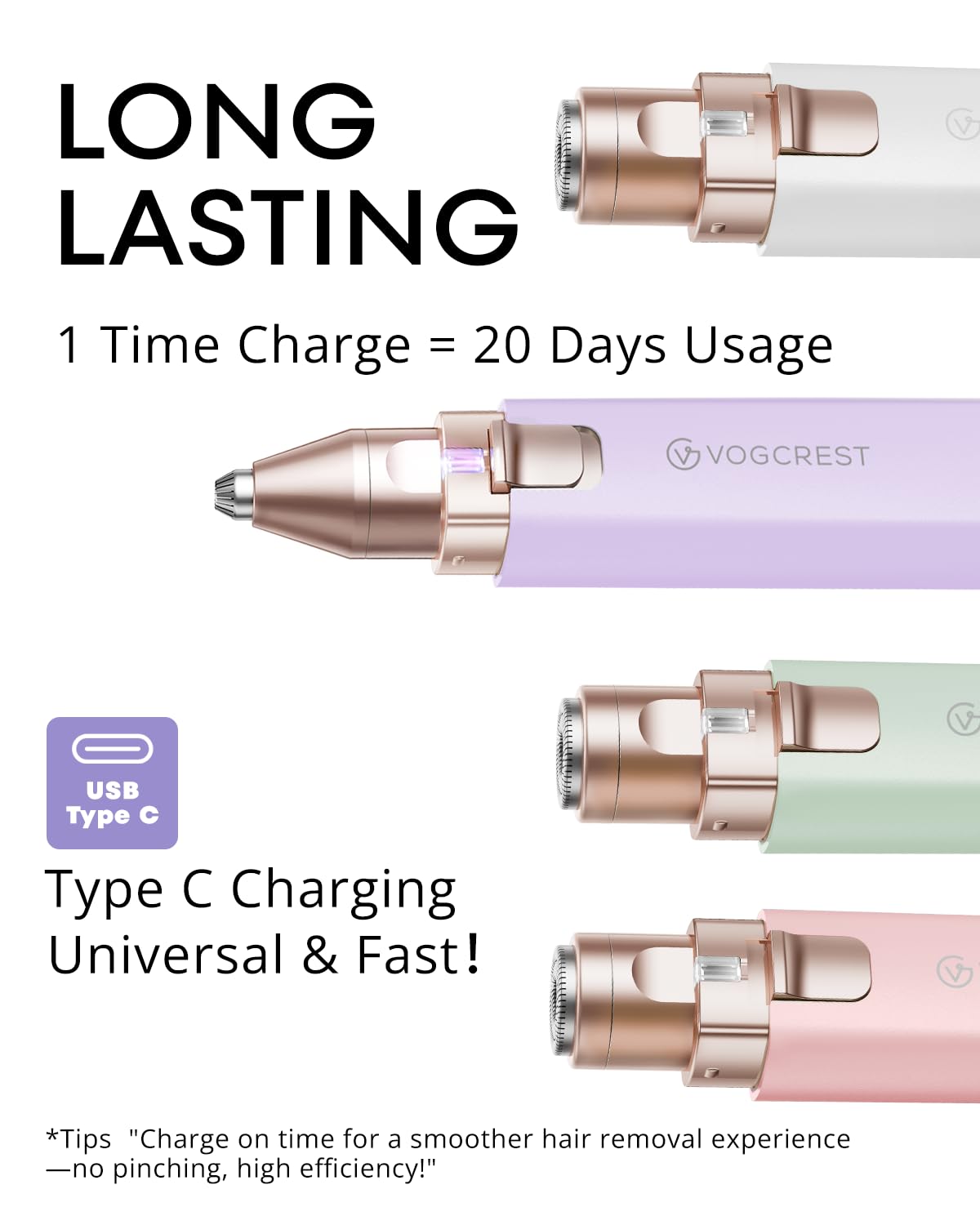 Rechargeable Facial Hair Remover for Women: 2 in 1 Electric Eyebrow and Facial Hair Remover - Suitable for Middle-aged Women’s Eyebrow, Chin, and Cheek Trimming - with Built-in LED Light(Purple)