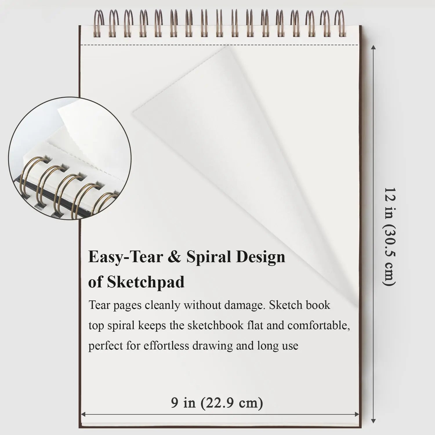 Fuxi 9" x 12" Sketch Book, Top Spiral Bound Sketch Pad, 100 Sheets 68lb/100gsm Acid-Free Drawing Paper, Art Sketchbook for Drawing Pad for Kids Artists & Beginners Professional Art Supplies for Adults