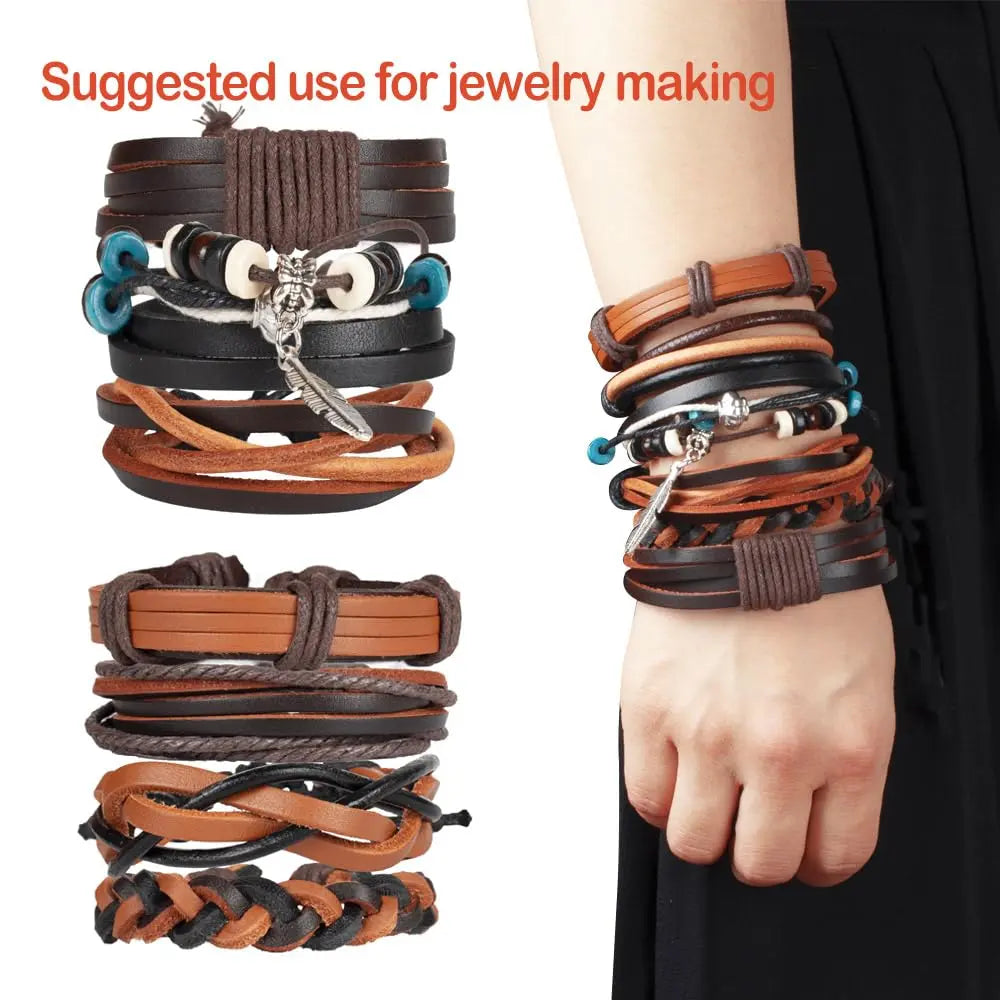 LolliBeads (TM) 3mm Flat Genuine Leather Strip Cord Braiding String Dark Brown Espresso (5 Yards)