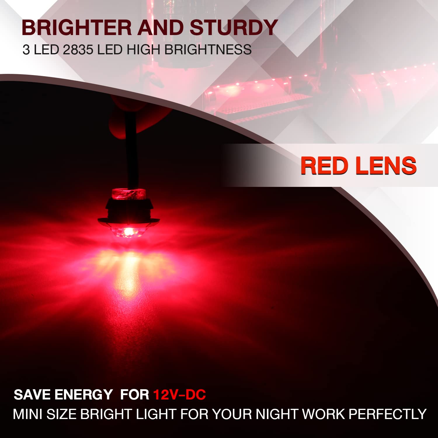 TMH 3/4 Inch Mount 10 pcs Amber + 10 pcs Red LED Clearance Bullet Side LED Marker Lights for Trailer Truck RV Car Bus Van (Pack of 20)