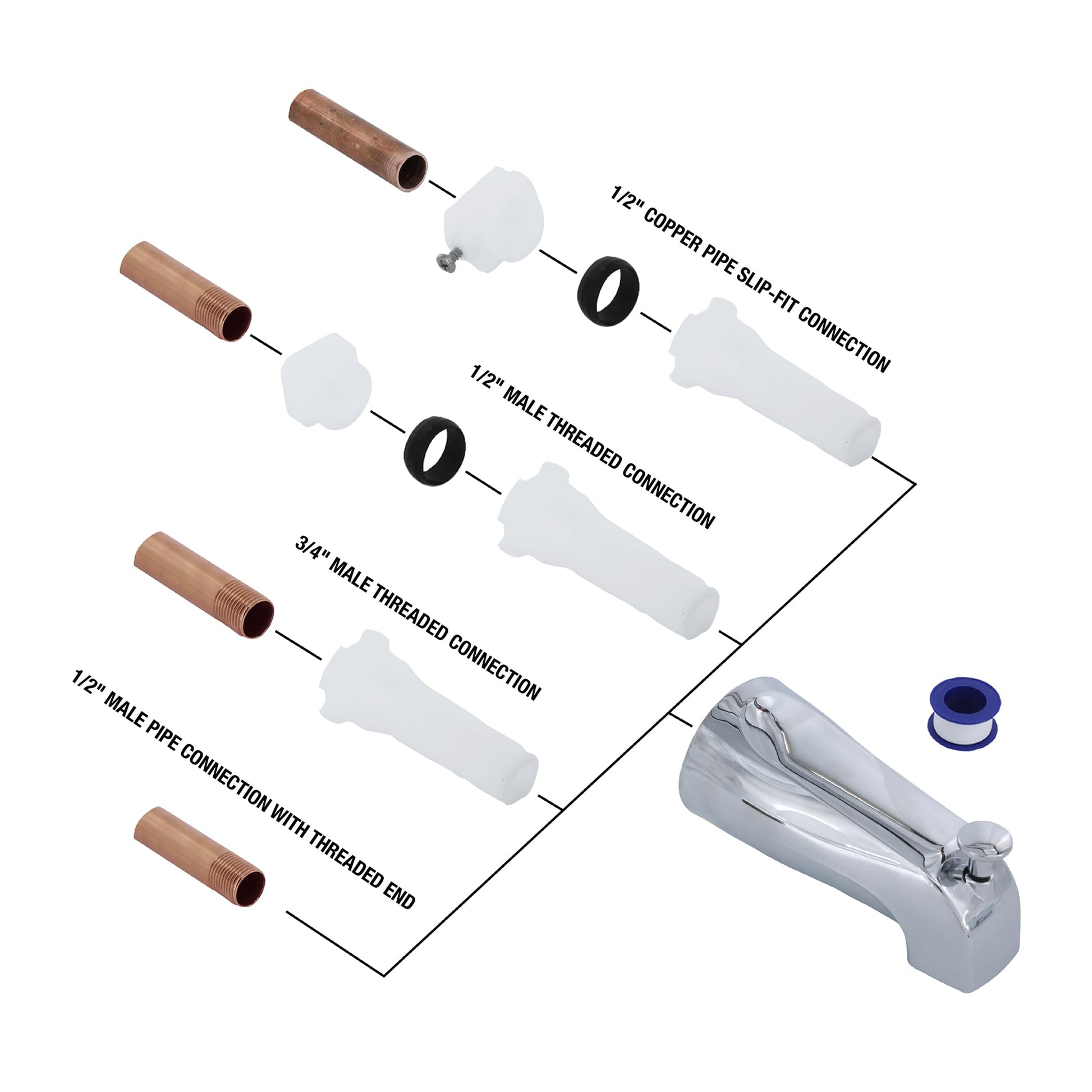 DANCO (88703) Tub Spout with Diverter, Chrome Finish, Metal, 1-Pack