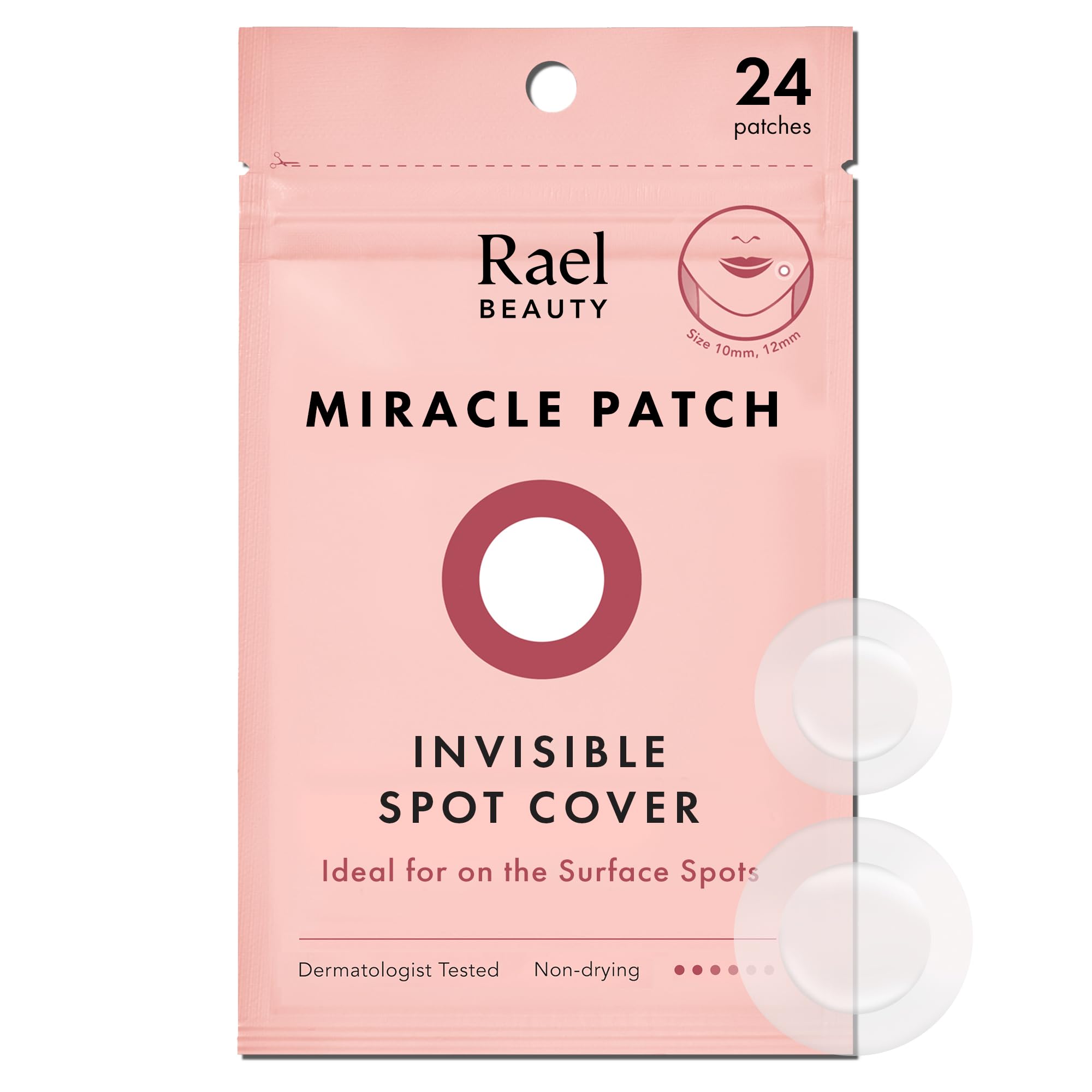 Rael Pimple Patches, Miracle Invisible Spot Cover - Hydrocolloid Acne Patch for Face, Blemishes, Zits Absorbing Patch, Breakouts Spot Treatment for Skin Care, Facial Sticker, 2 Sizes (96 Count)