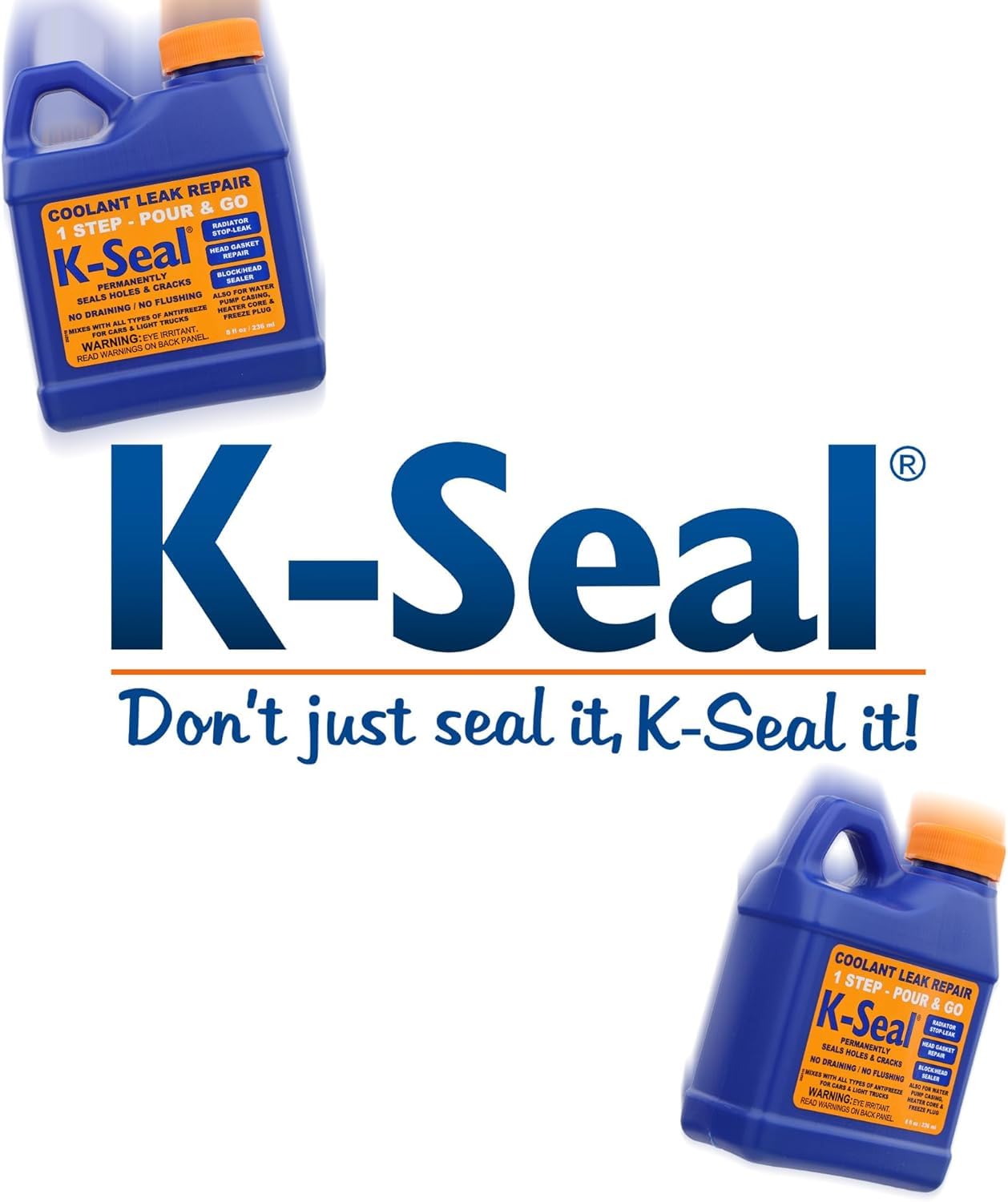 K-Seal ST5501 Multi-Purpose One Step Permanent Coolant Leak Repair, 8oz, Pour and Go, Mixes with All Antifreeze, No Flushing Required