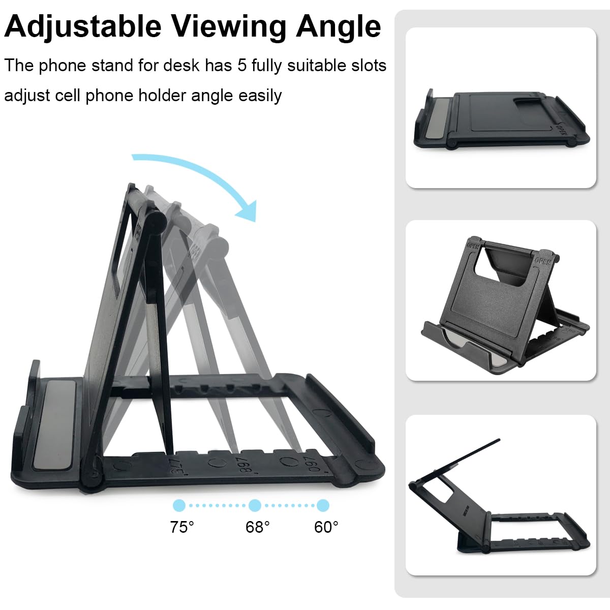 2 Pack Cell Phone Stand, Foldable Phone Holder for Desk Compatible with Phone 15 14 13 12 11 Pro Xs Xs Max Xr X 8, Nintendo Switch, All Phones, Black & White
