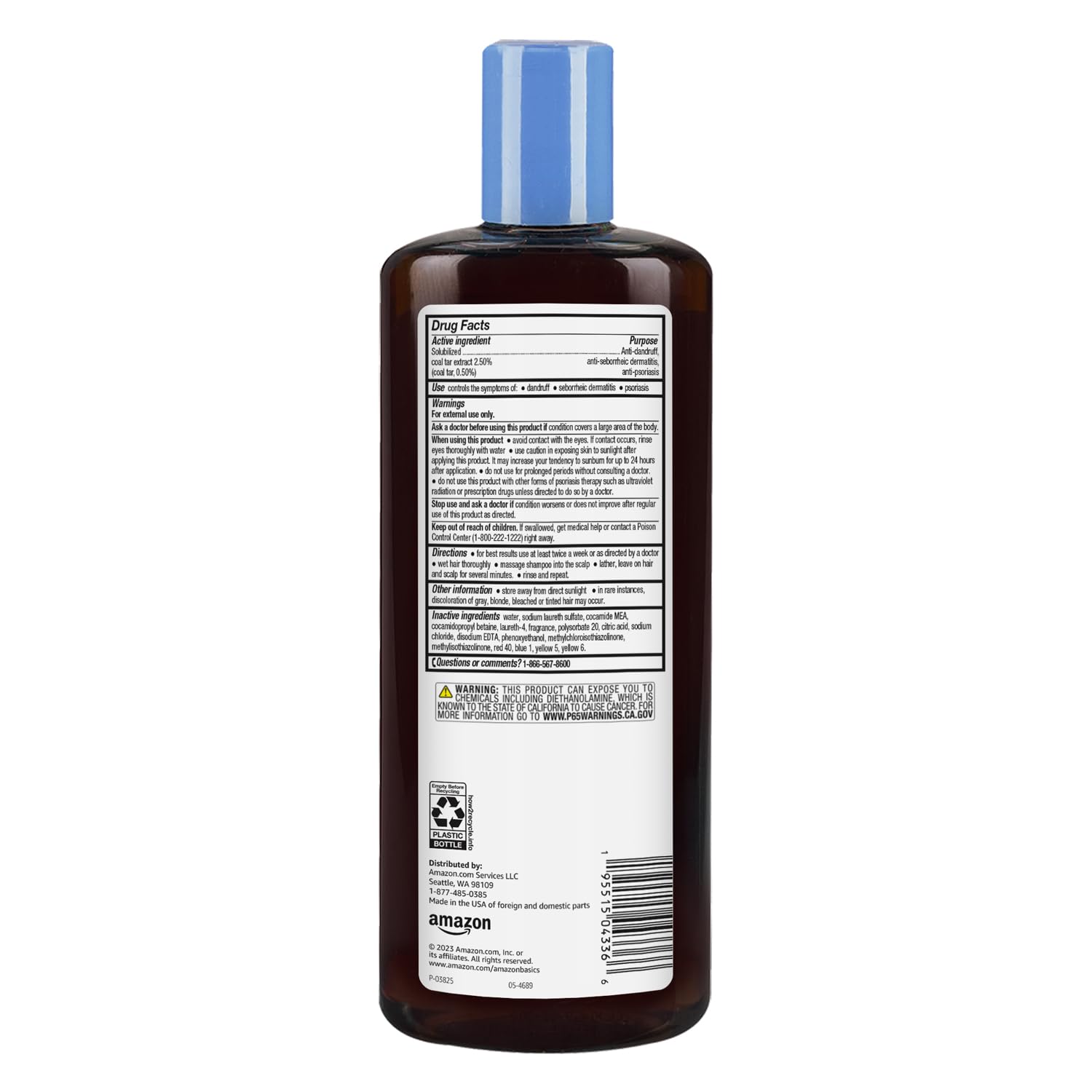 Amazon Basics Therapeutic Plus Coal Tar Anti-Dandruff Shampoo 0.5% Coal Tar, 16 Fl Oz, Pack of 1