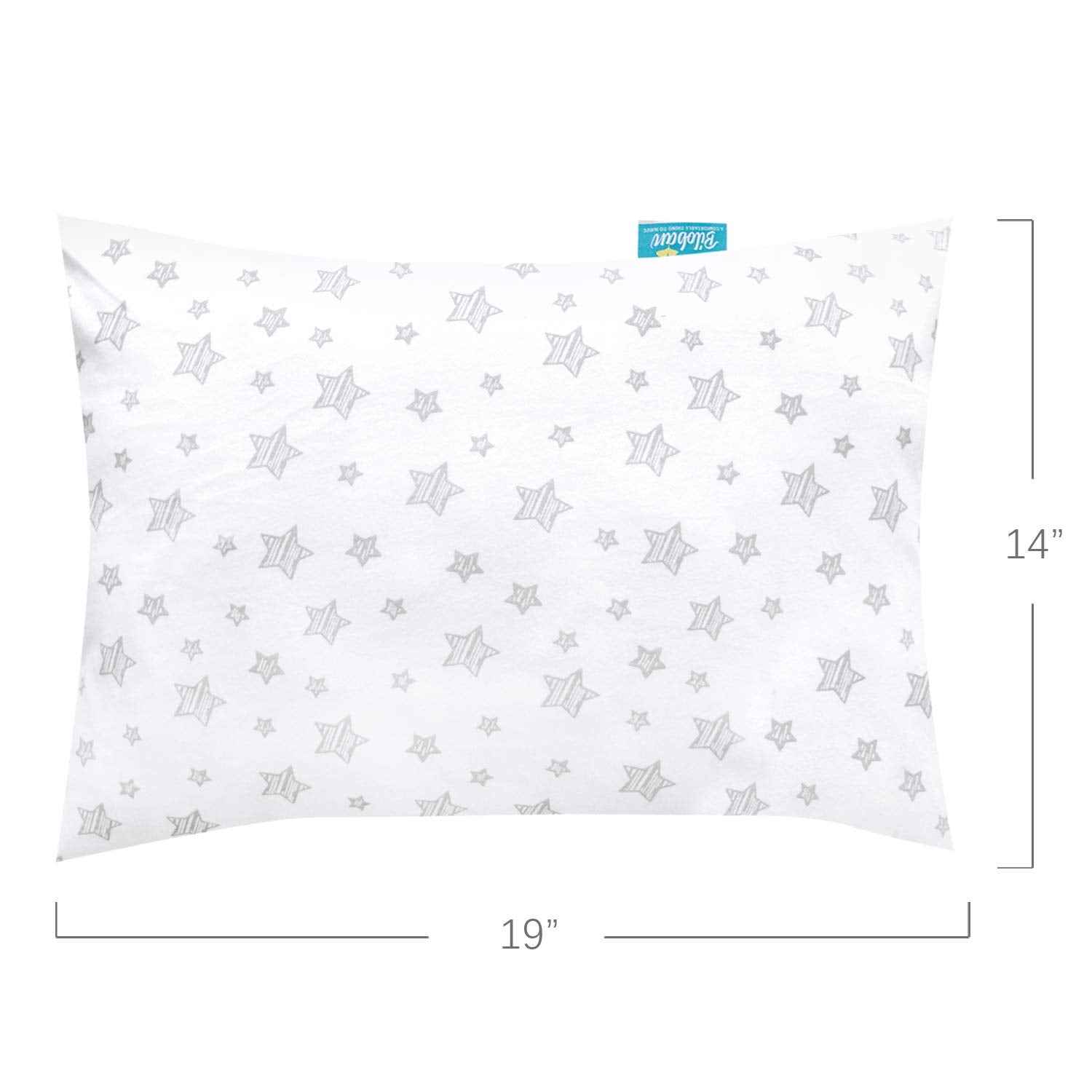 Biloban Organic Cotton Toddler Pillowcase 2 Pack, (Pillowcase Only) Kids Pillowcase for Sleeping Fit Pillow Sized 13"x 18" or 14"x19", Envelope Travel Pillowcase for Girl Boy, Gray Heart & White Star