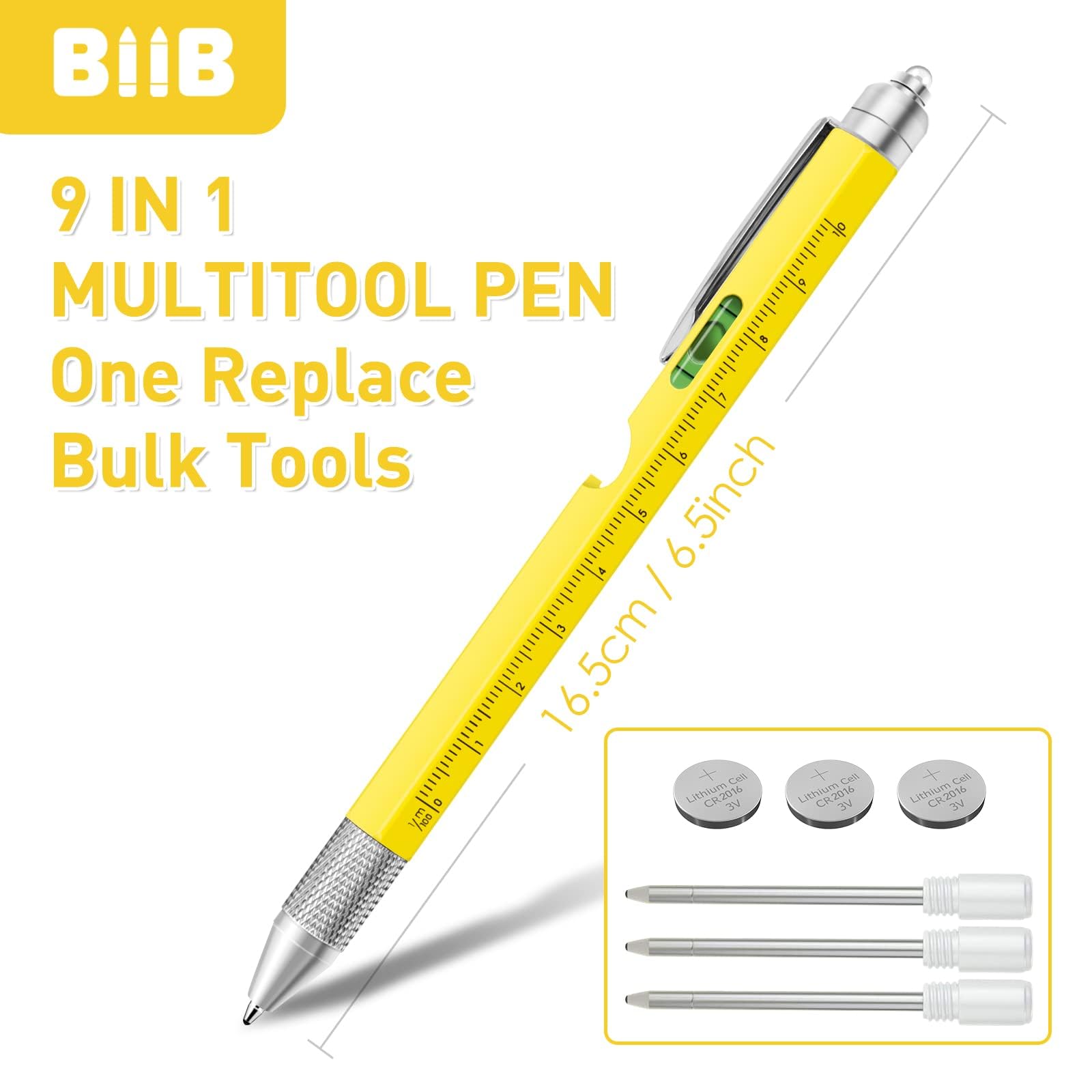 BIIB Gifts for Men, Stocking Stuffers for Adults Men 9 in 1 Multitool Pen, Mens Stocking Stuffers for Him, Mens Gifts for Dad Him Grandpa, White Elephant Gifts for Adults, Dad Gifts Gadgets for Men