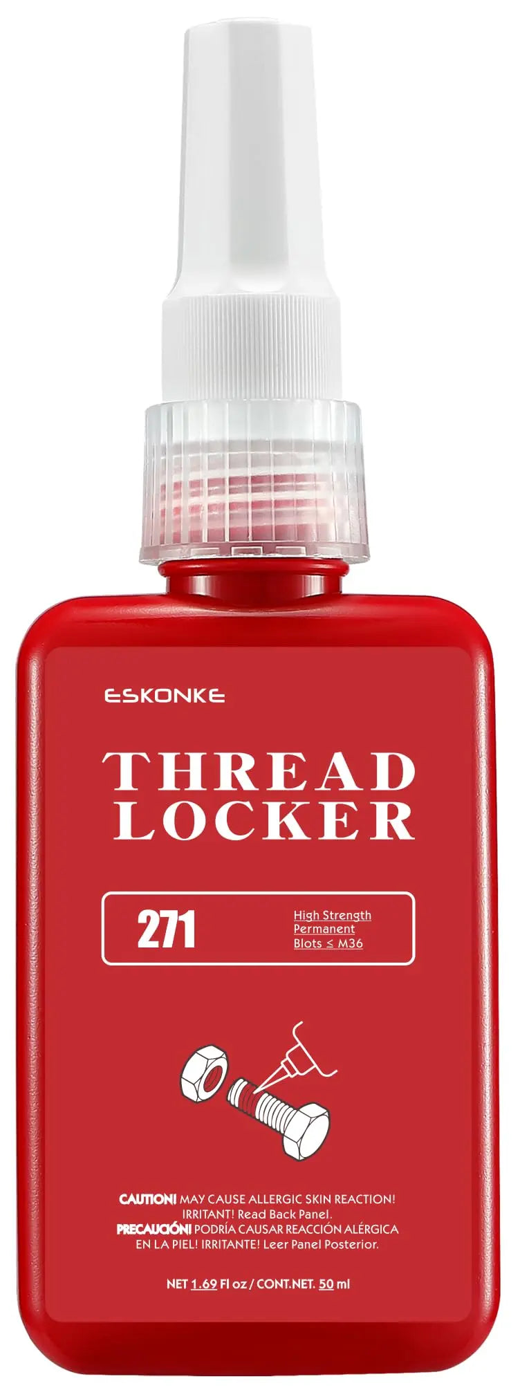 2 Pack Thread Locker - Blue 243 (Medium) & Red 271 (High) - Metal Screw Locking Sealant for Bolts/Nuts/Fasteners - Prevents Loosening/Corrosion