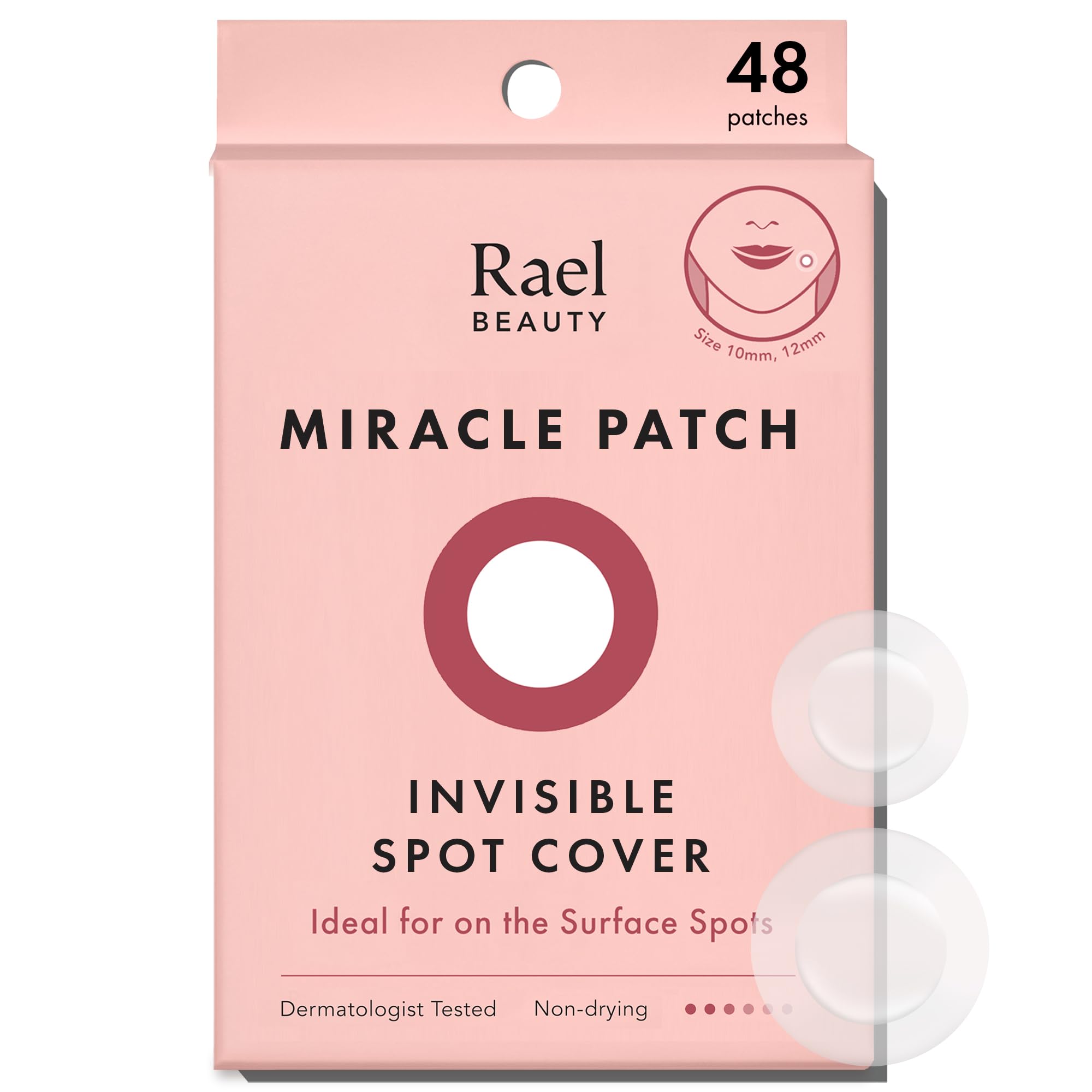 Rael Pimple Patches, Miracle Invisible Spot Cover - Hydrocolloid Acne Patch for Face, Blemishes, Zits Absorbing Patch, Breakouts Spot Treatment for Skin Care, Facial Sticker, 2 Sizes (96 Count)