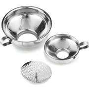 Delove Canning Funnel with Strainer for Wide and Regular Mason Jars - Wide-Mouth Funnels for Kitchen Use - Canning Supplies Kit - Stainless Steel - 3 Pack (Small and Large)